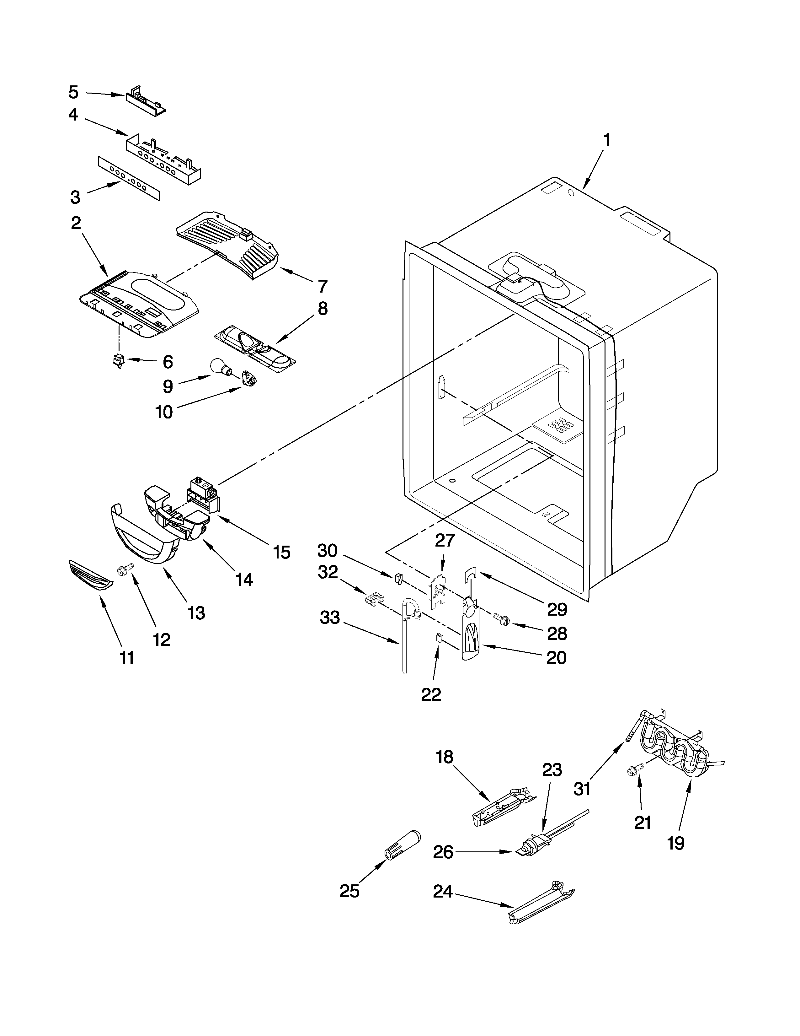 Whirlpool GB2SHTXTB03 refrigerator liner parts diagram