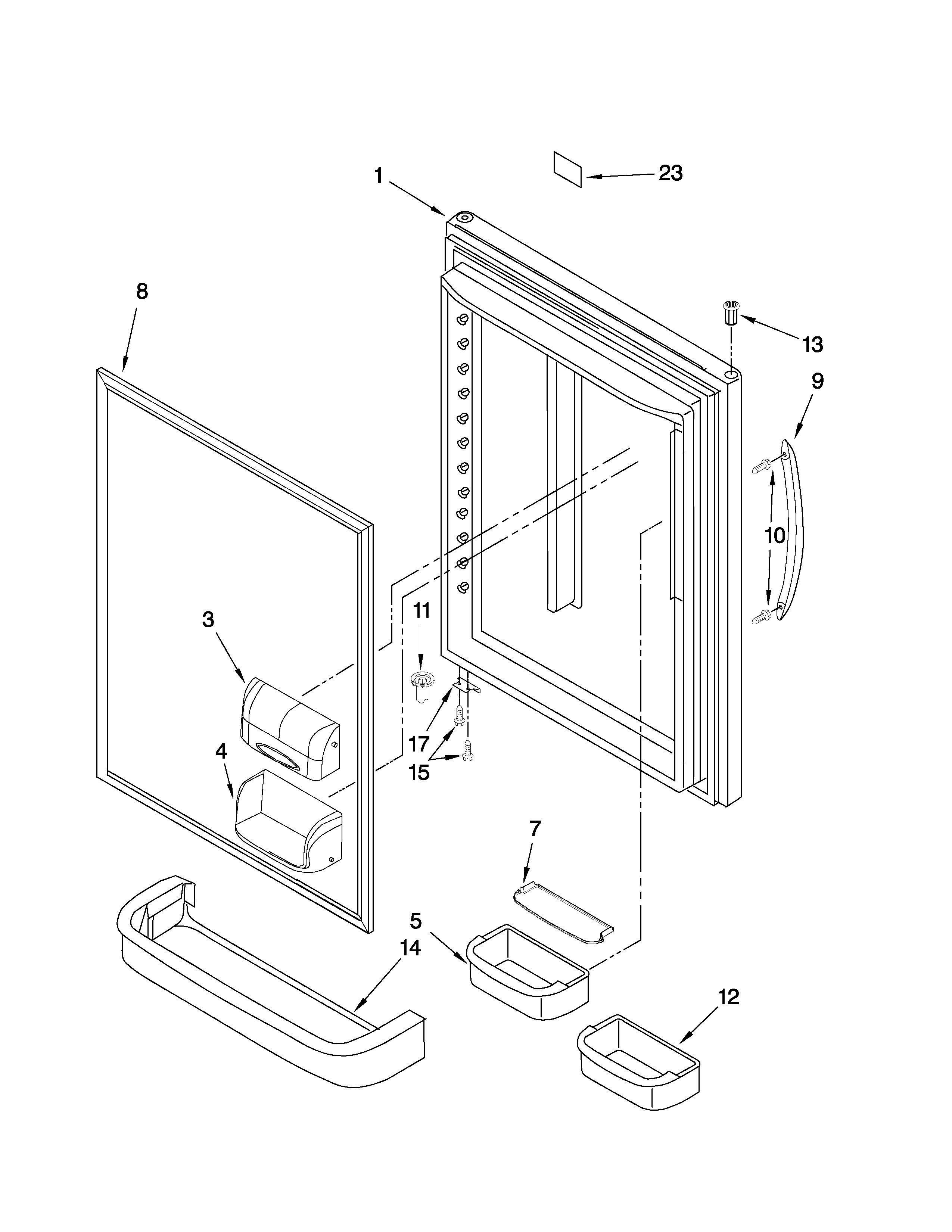 Whirlpool GB2SHTXTB03 refrigerator door parts diagram