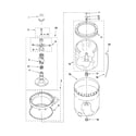 Whirlpool 6ALSR7244MW4 agitator, basket and tub parts diagram