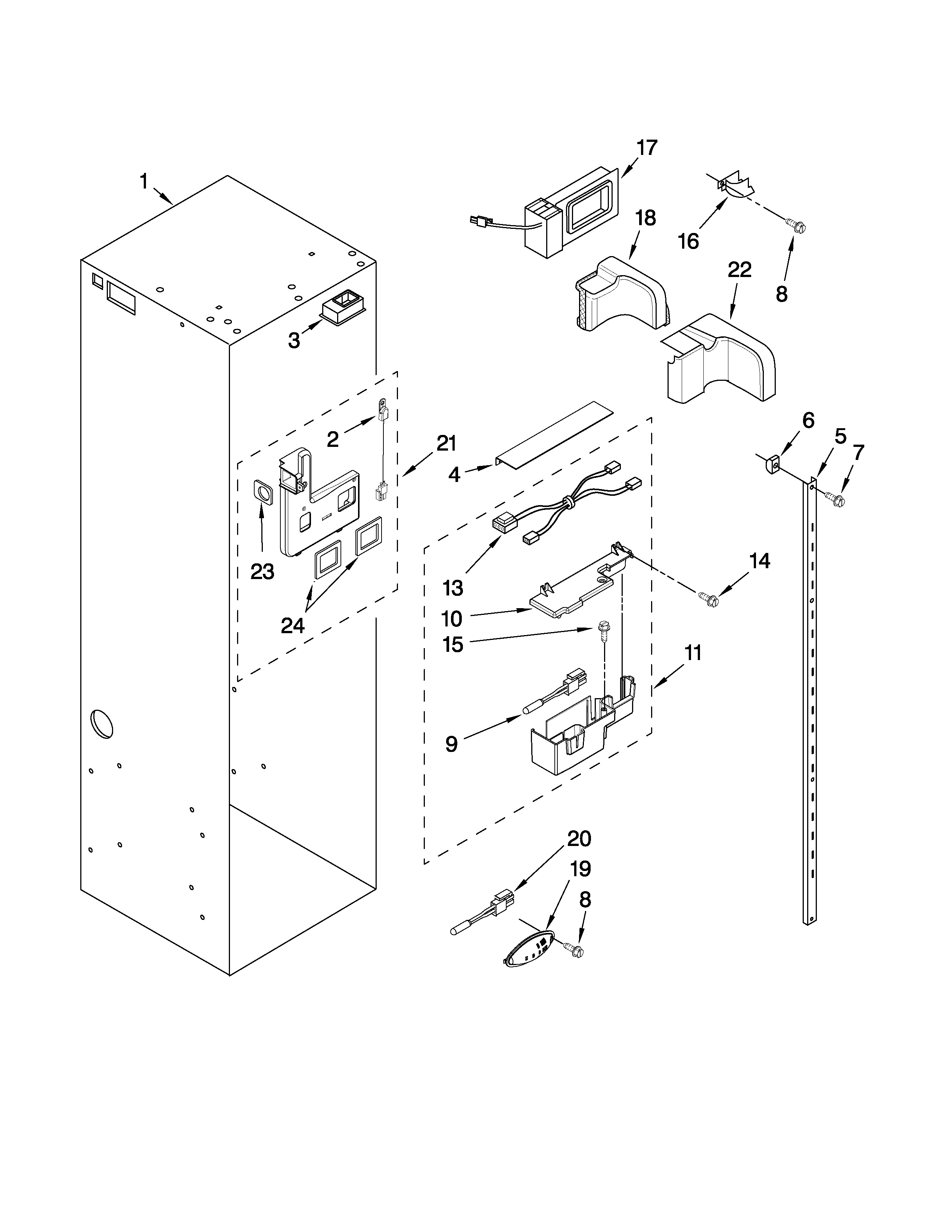 KitchenAid KSSO42FTX04 refrigerator liner parts diagram