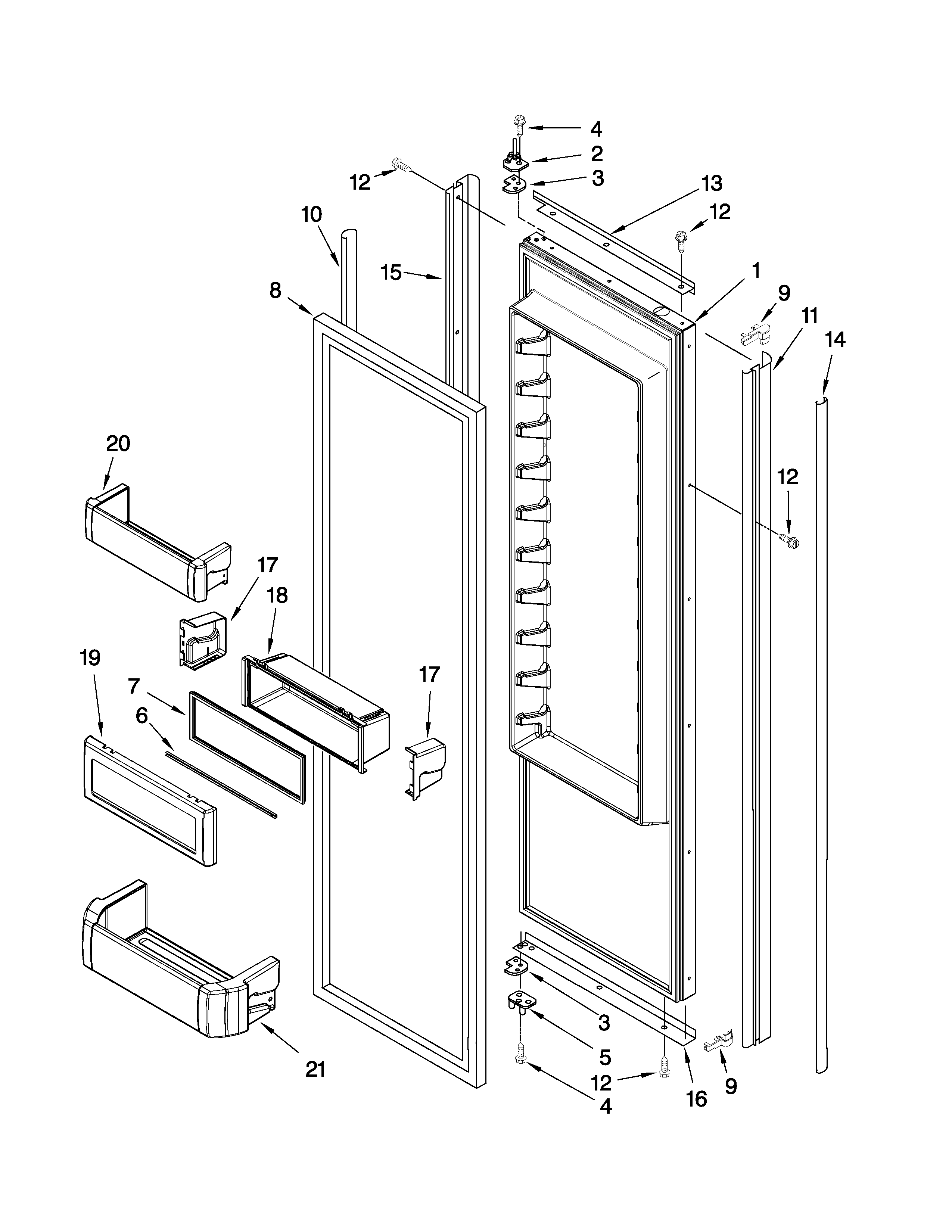 KitchenAid KSSO42FTX04 refrigerator door parts diagram
