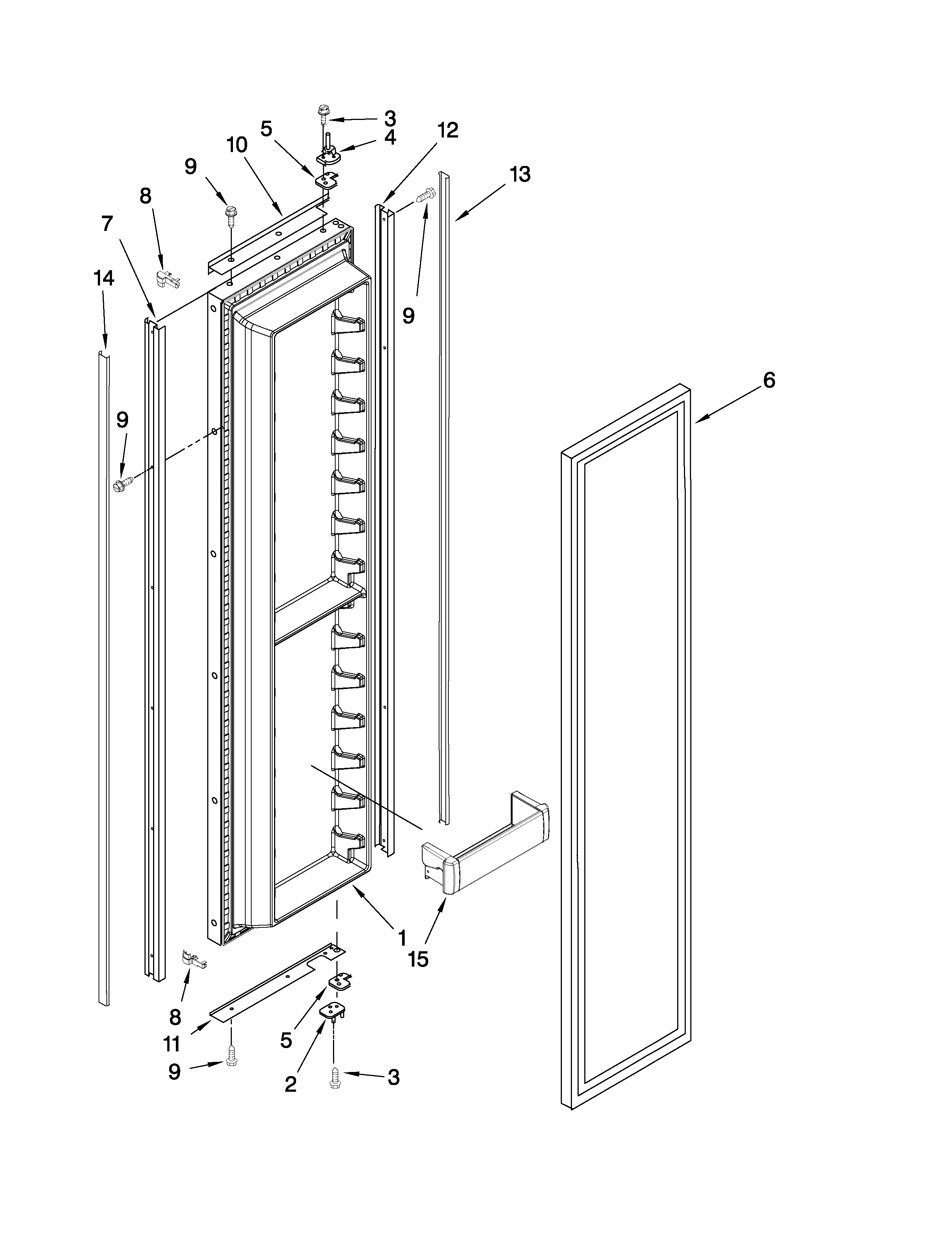 KitchenAid KSSO42FTX04 freezer door parts diagram