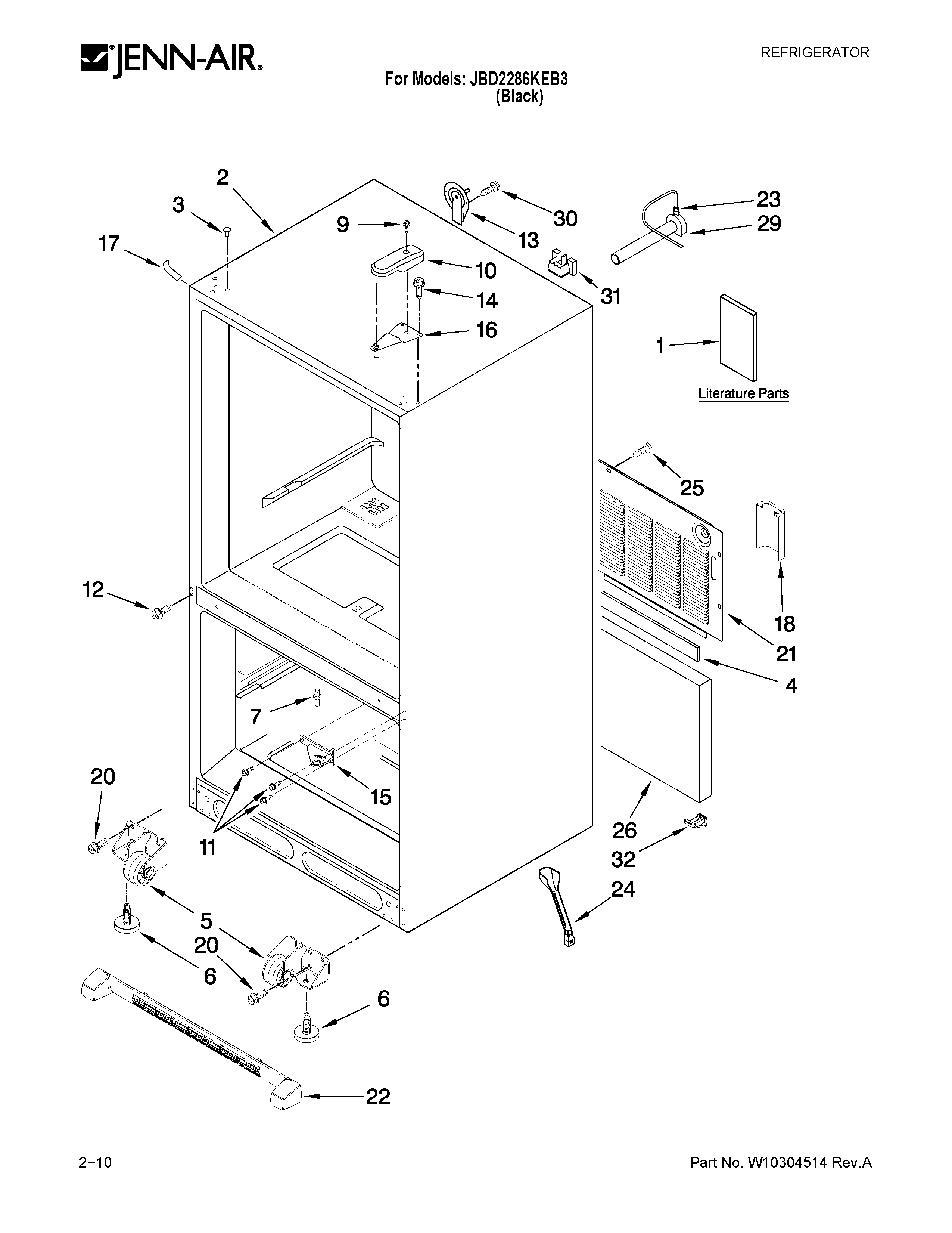 Jenn-Air JBD2286KEB3 cabinet parts diagram