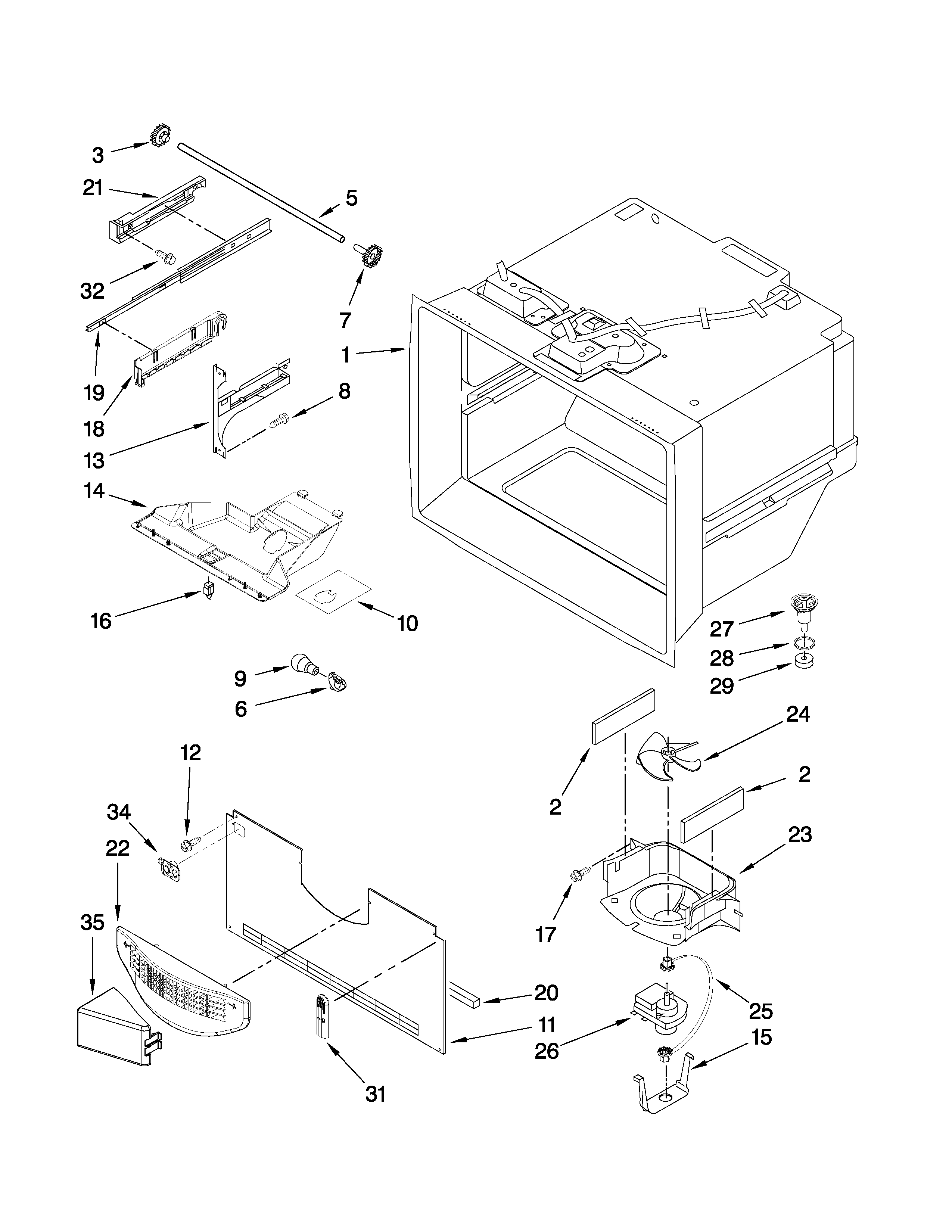 Jenn-Air JBD2286KEB3 freezer liner parts diagram