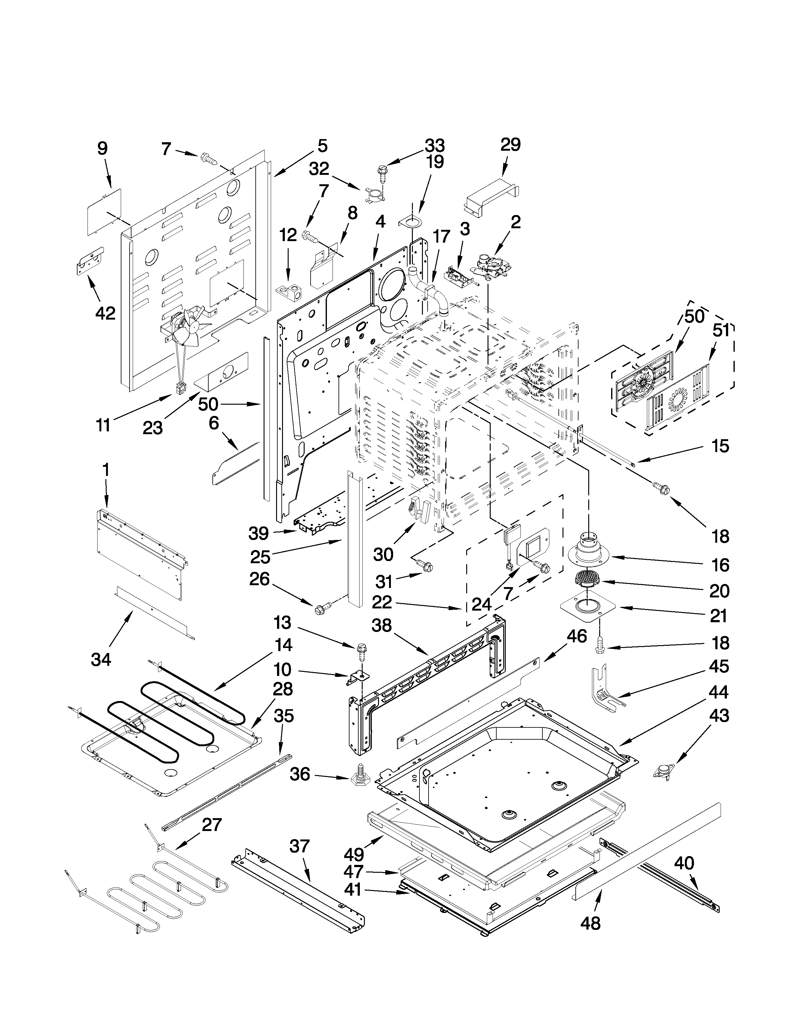 Jenn-Air JES8850BAB19 chassis parts diagram