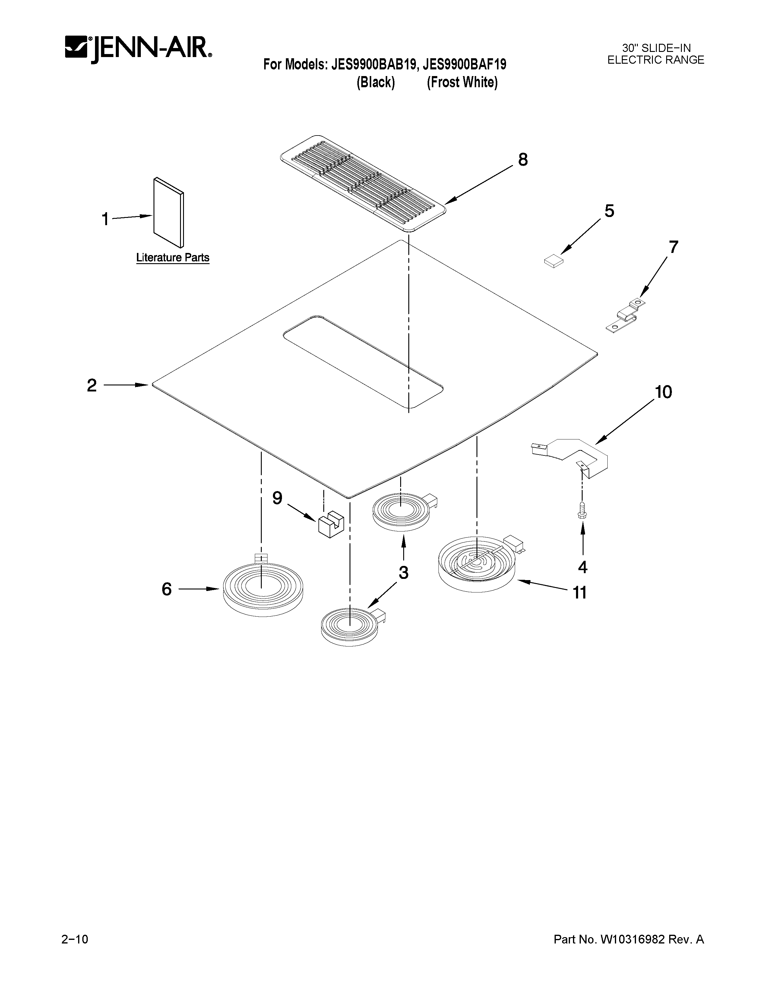 Jenn-Air JES9900BAF19 cooktop parts diagram