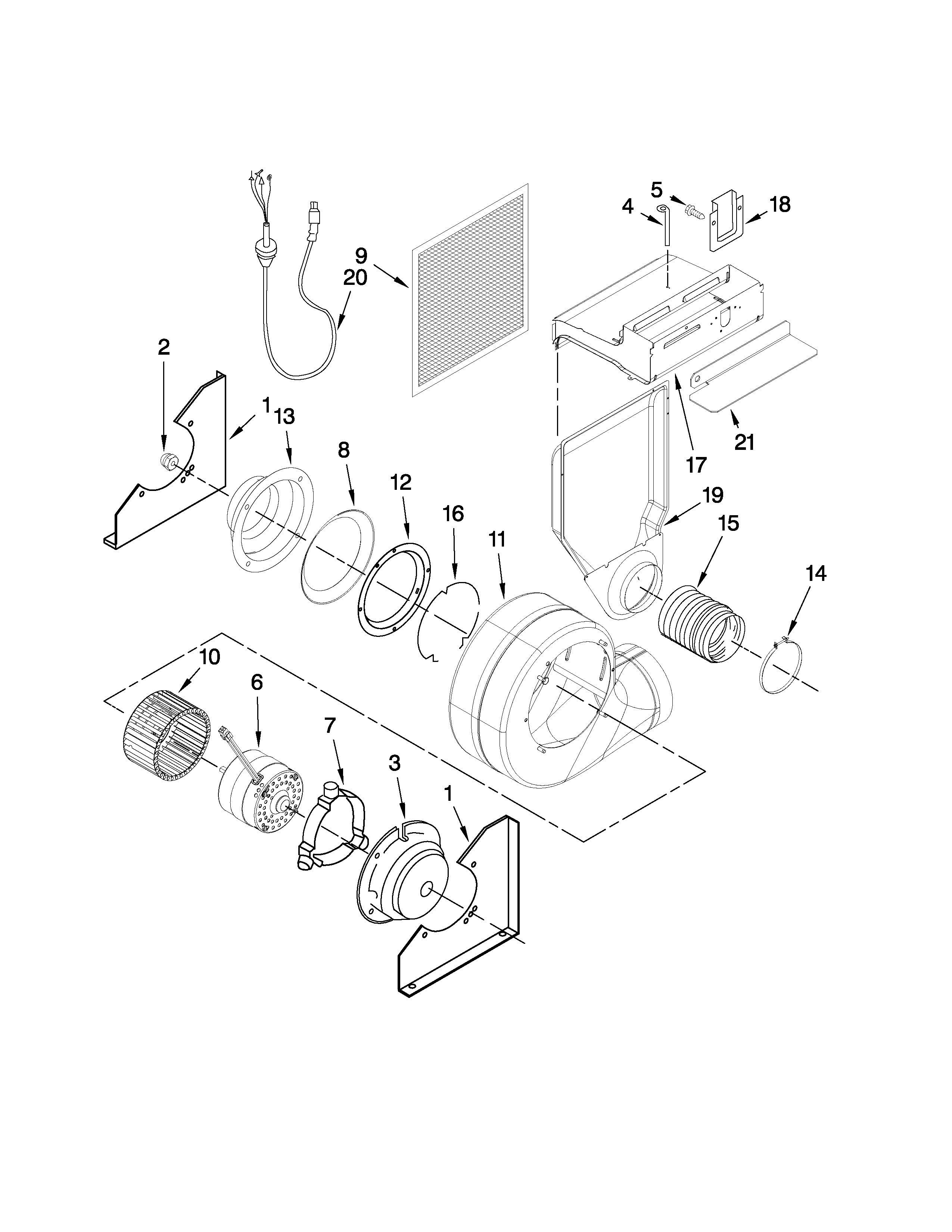 Jenn-Air JES9900BAF19 blower assembly parts diagram