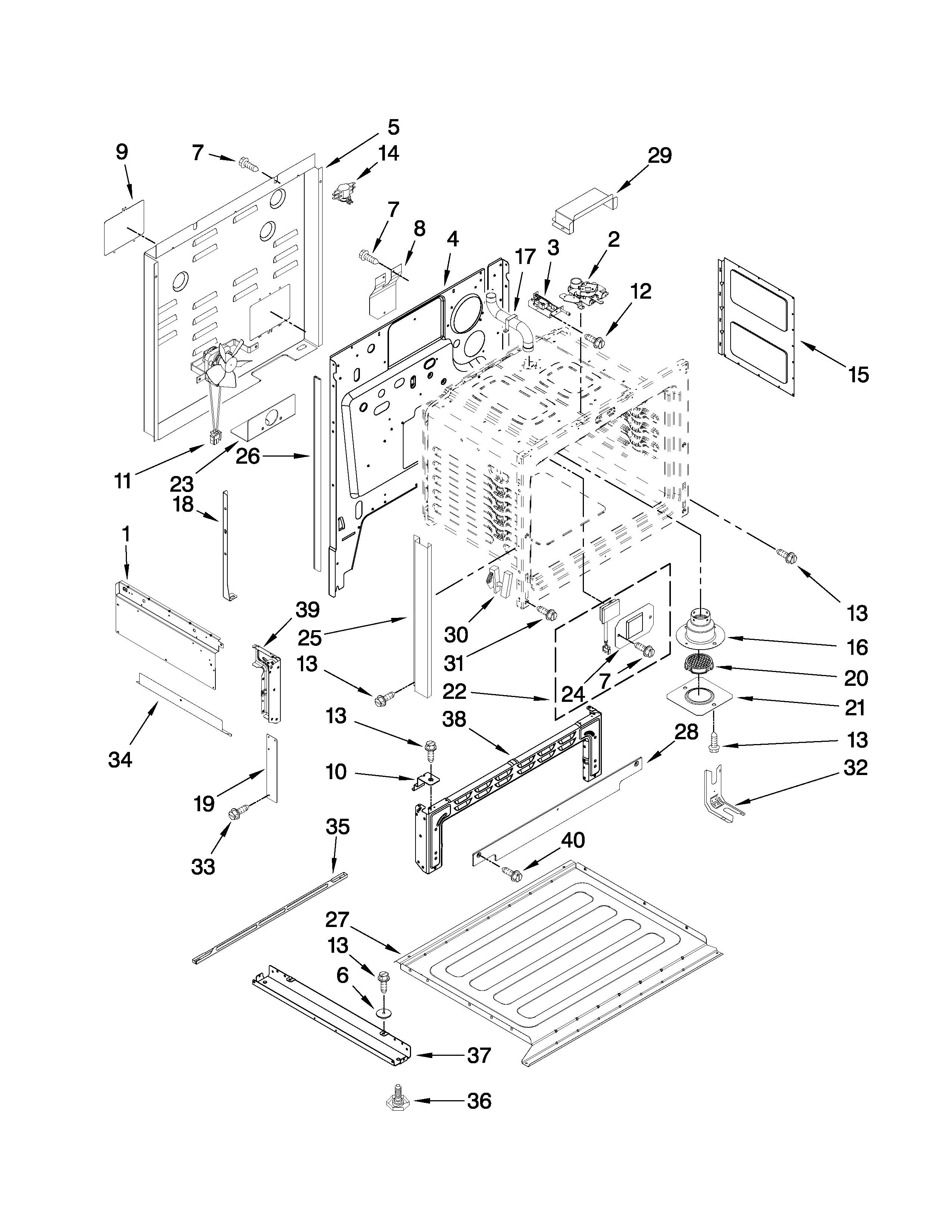 Jenn-Air JES9900BAF19 chassis parts diagram