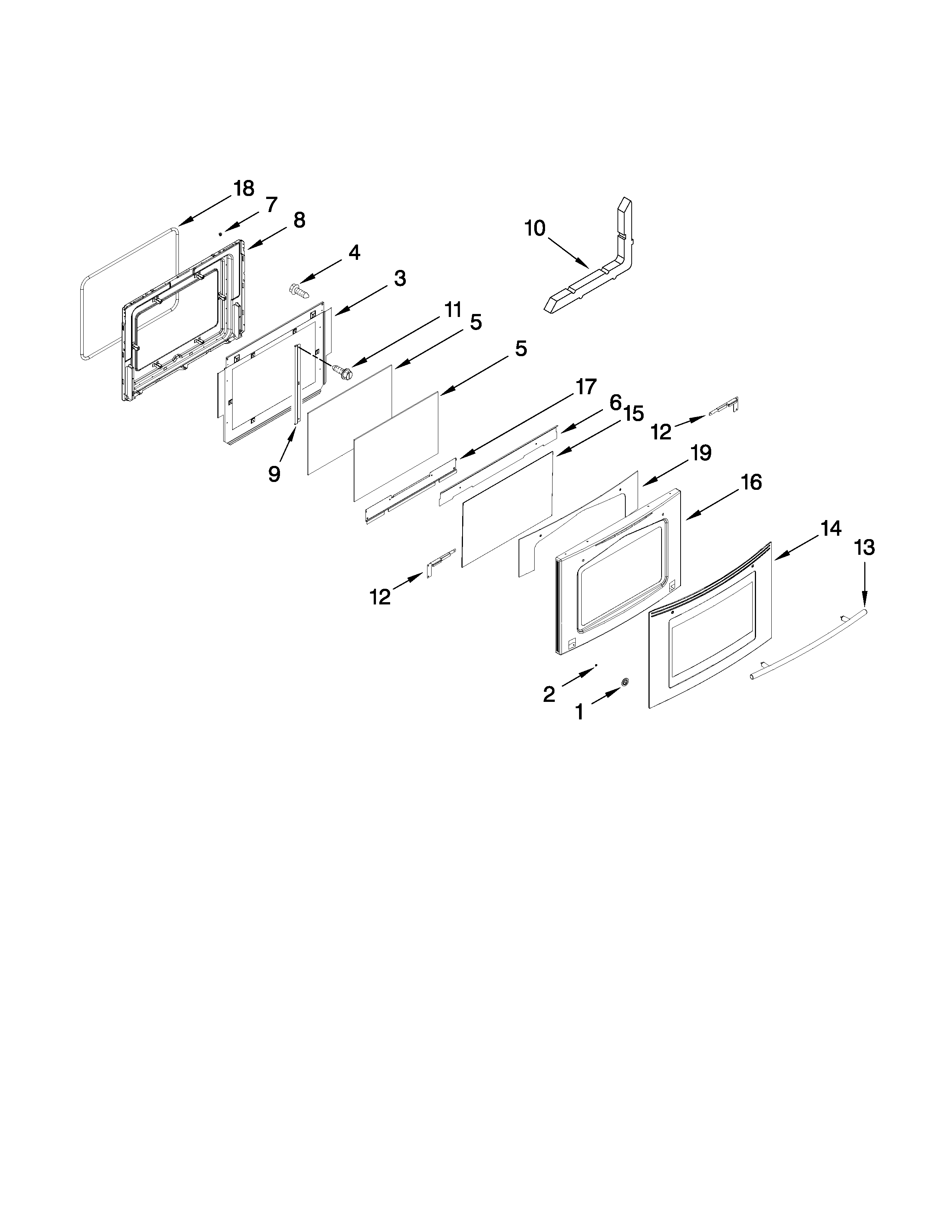 Jenn-Air JES9860BAS19 door parts diagram