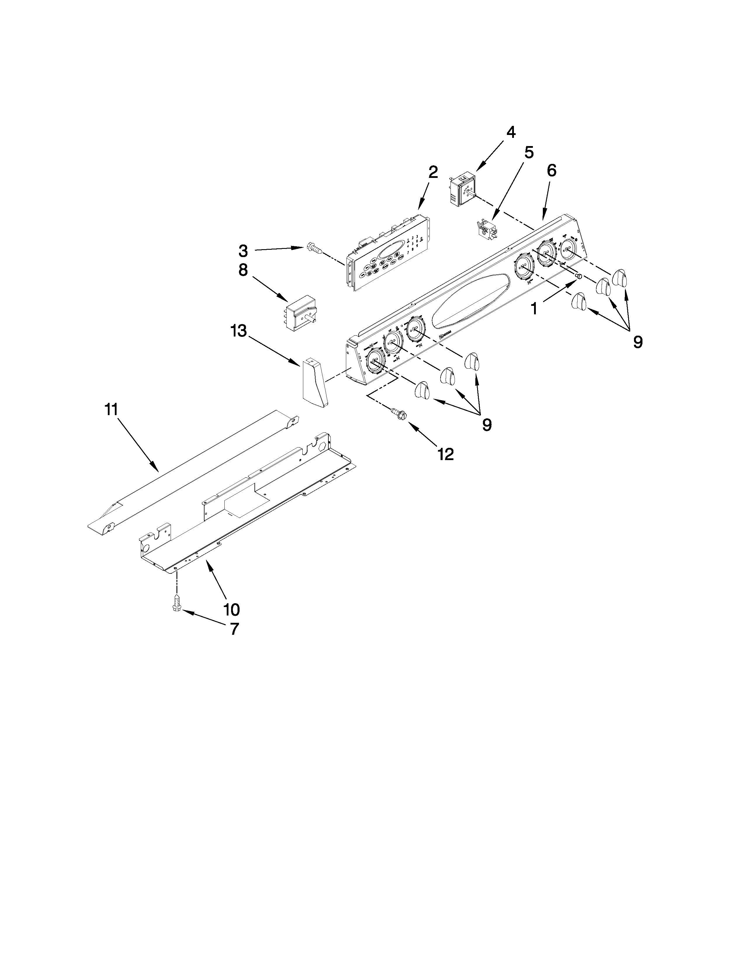 Maytag MEP5775BAF19 control panel parts diagram