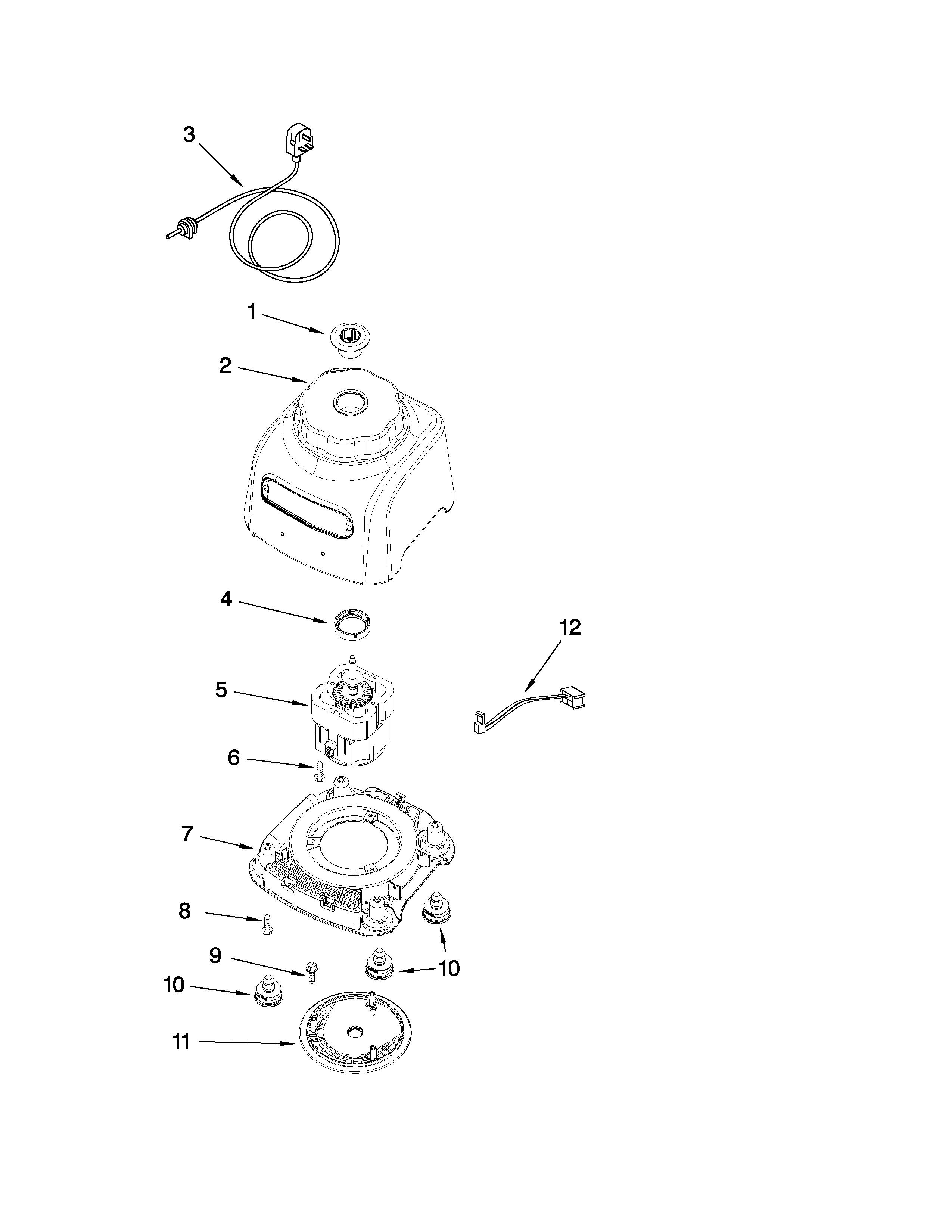 KitchenAid KPCB348SOB1 motor and housing parts diagram
