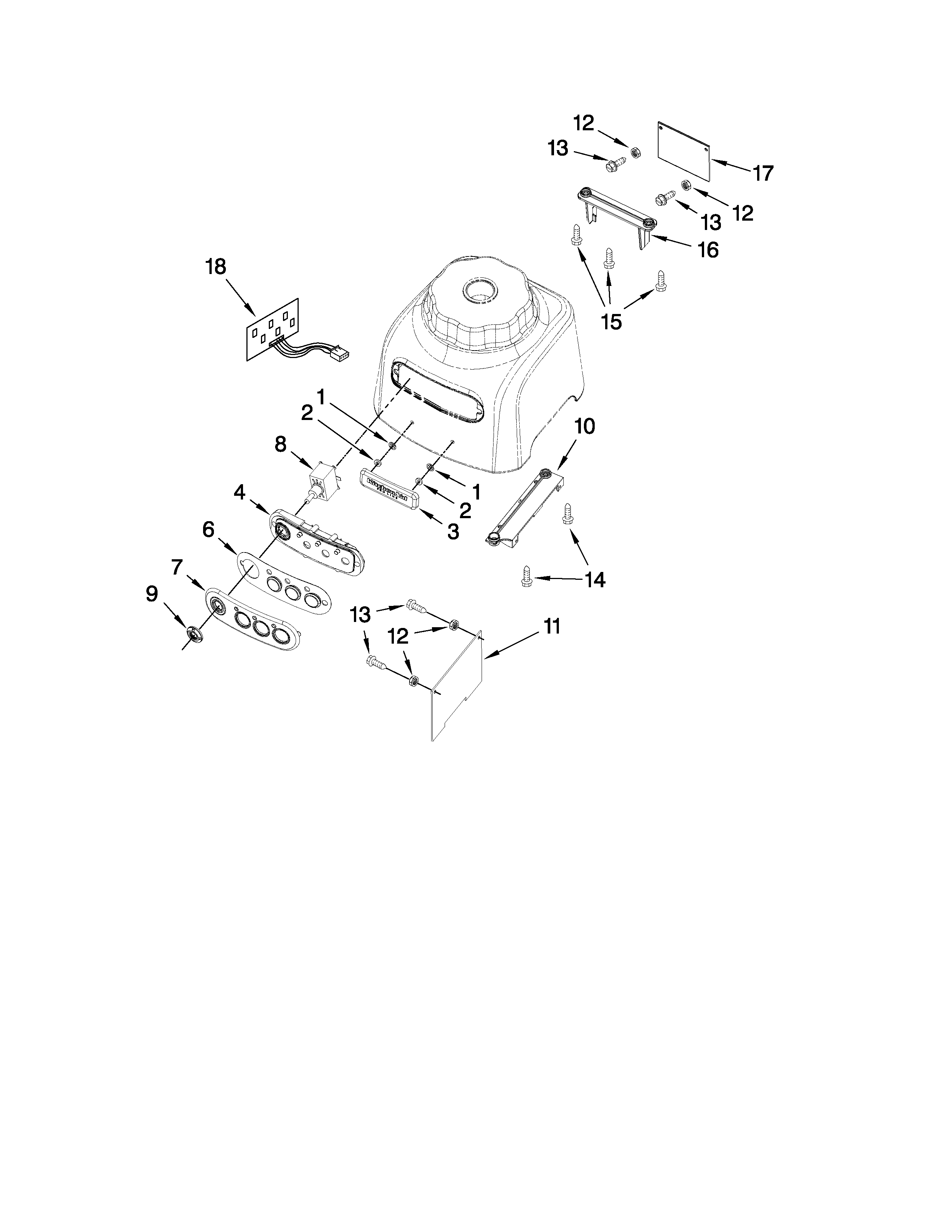 KitchenAid KPCB348SOB1 escutcheon and control parts diagram