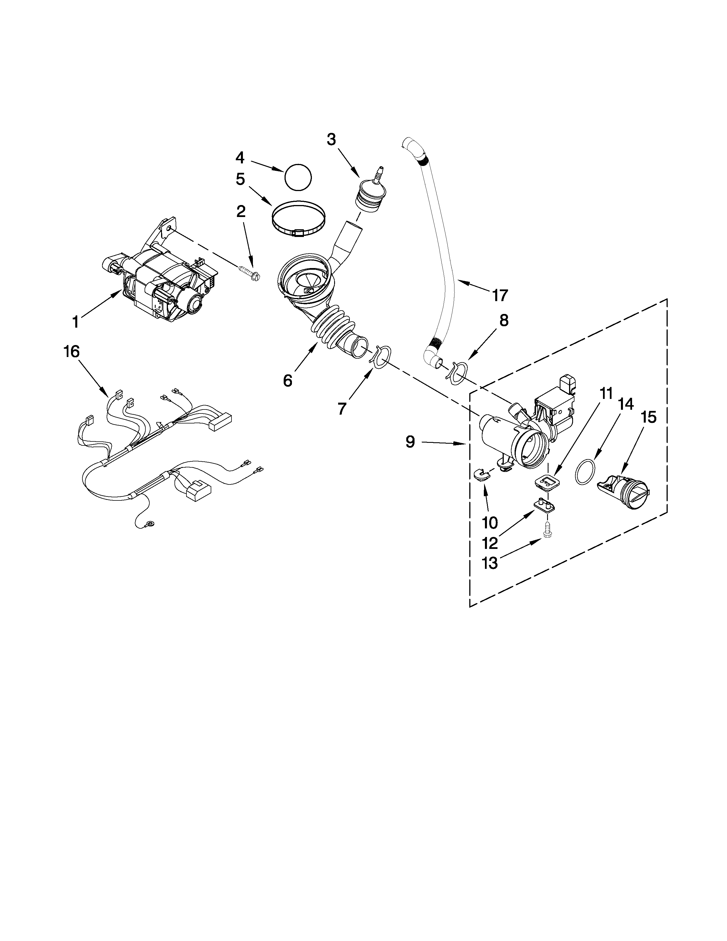 Inglis IFW7300WW00 pump and motor parts diagram