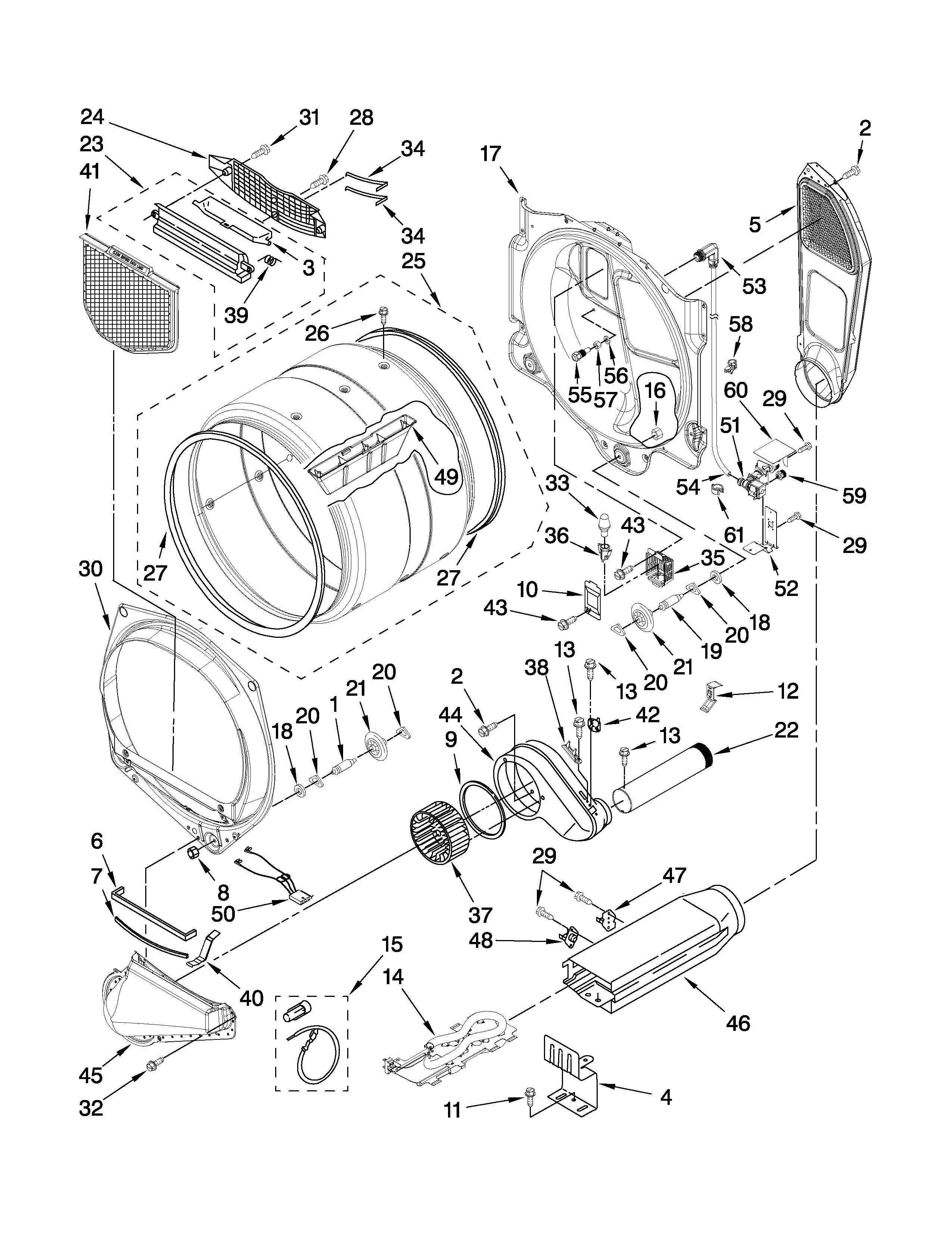 Whirlpool WED9270XR0 bulkhead parts diagram