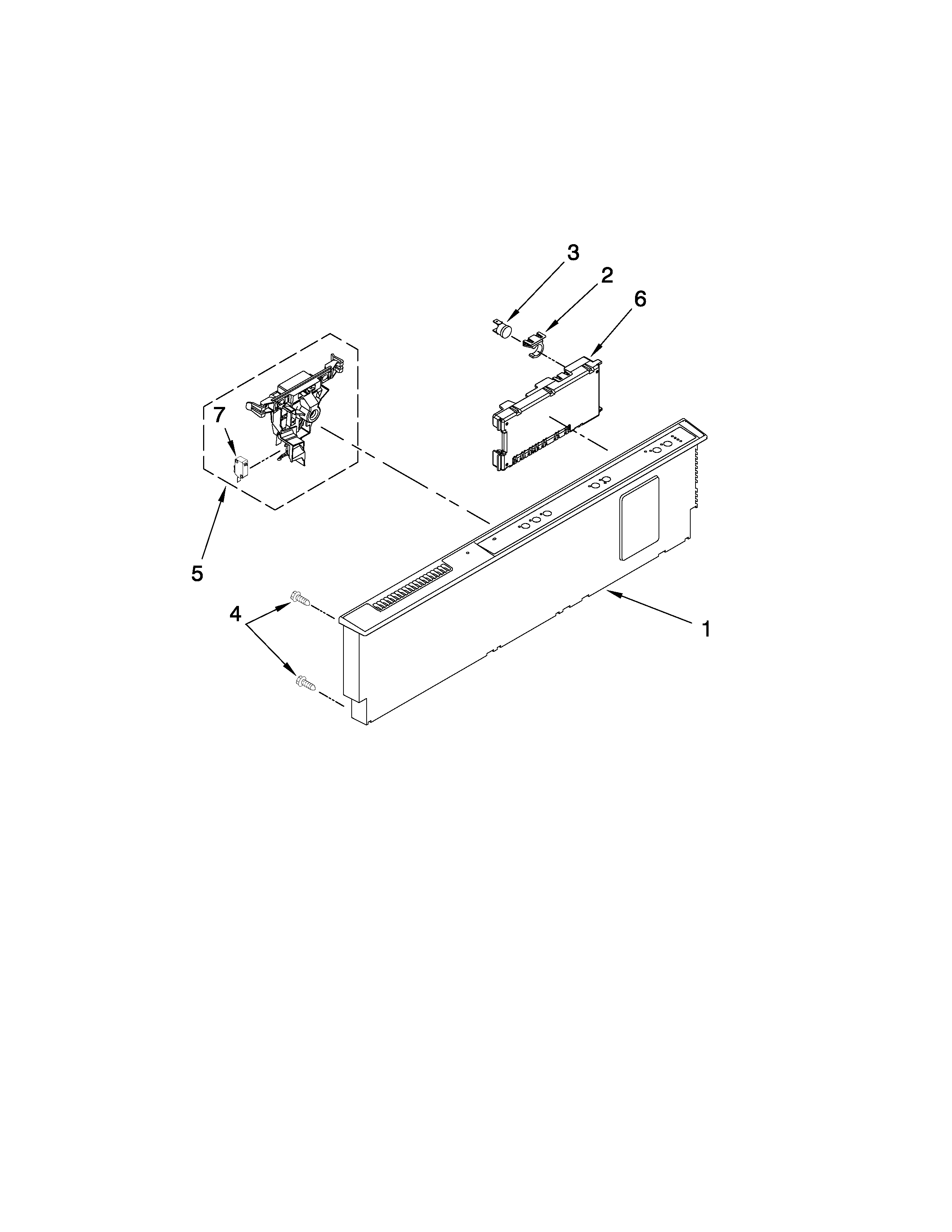 KitchenAid KUDC03FVWH3 control panel parts diagram