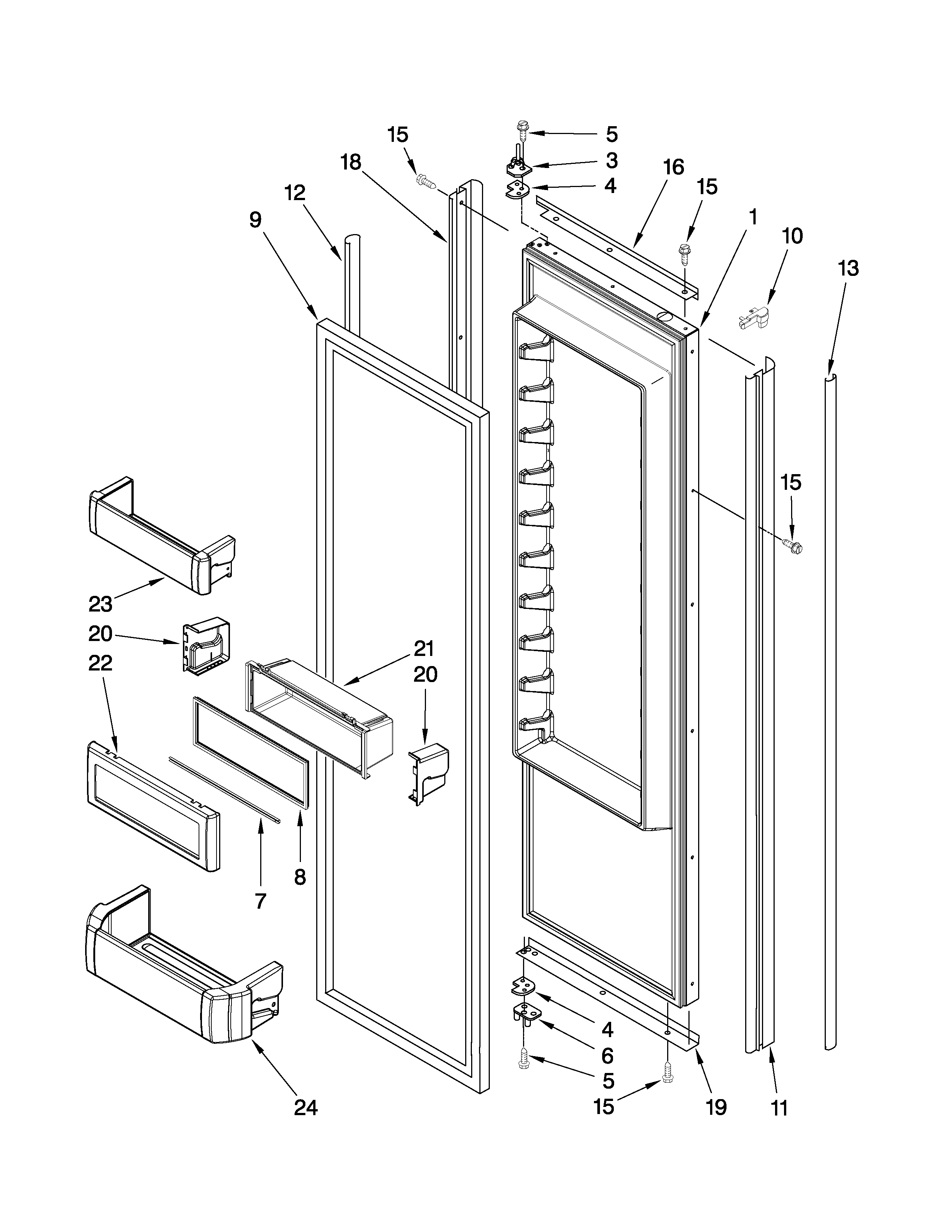 KitchenAid KSSO48QTX04 refrigerator door parts diagram