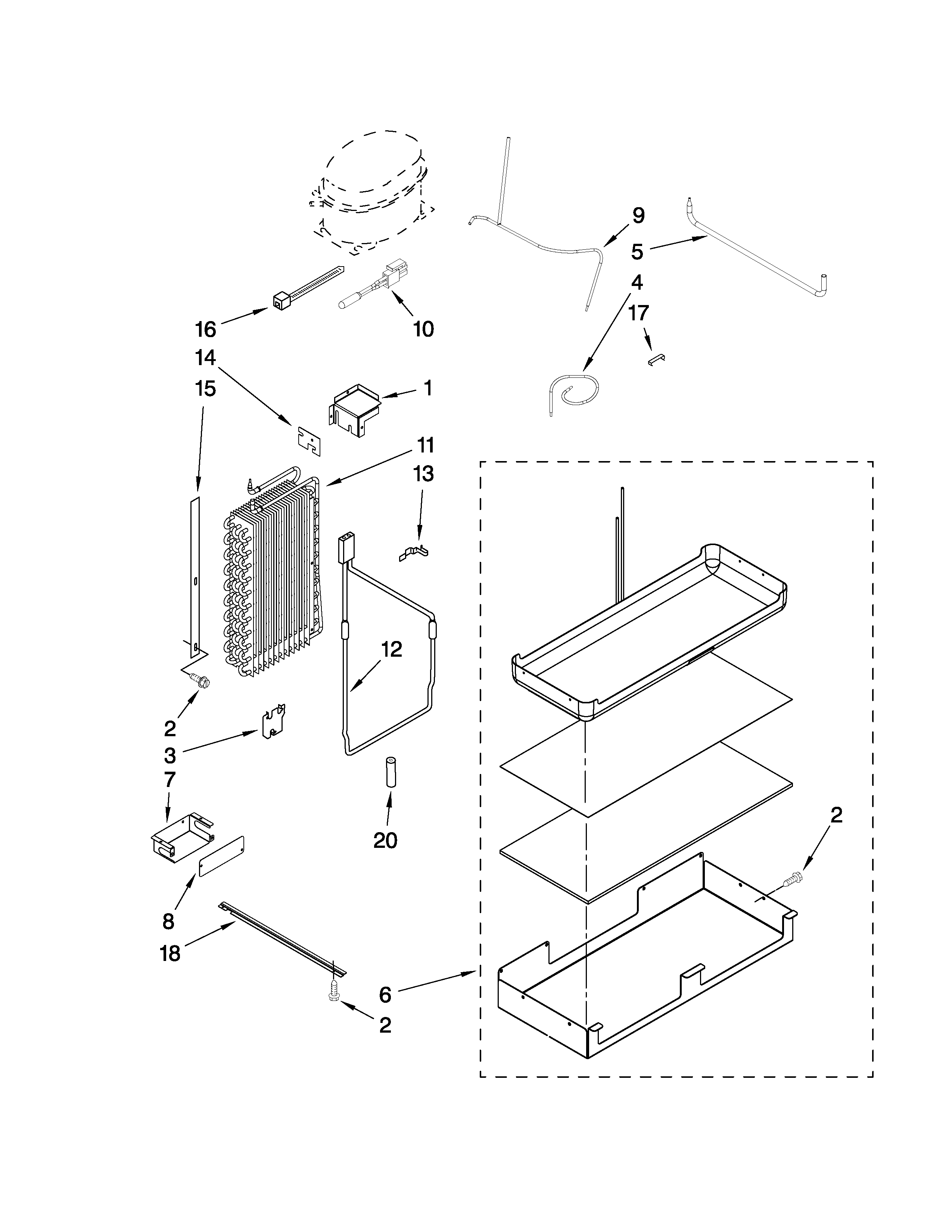 KitchenAid KSSO48QTX04 lower unit and tube parts diagram