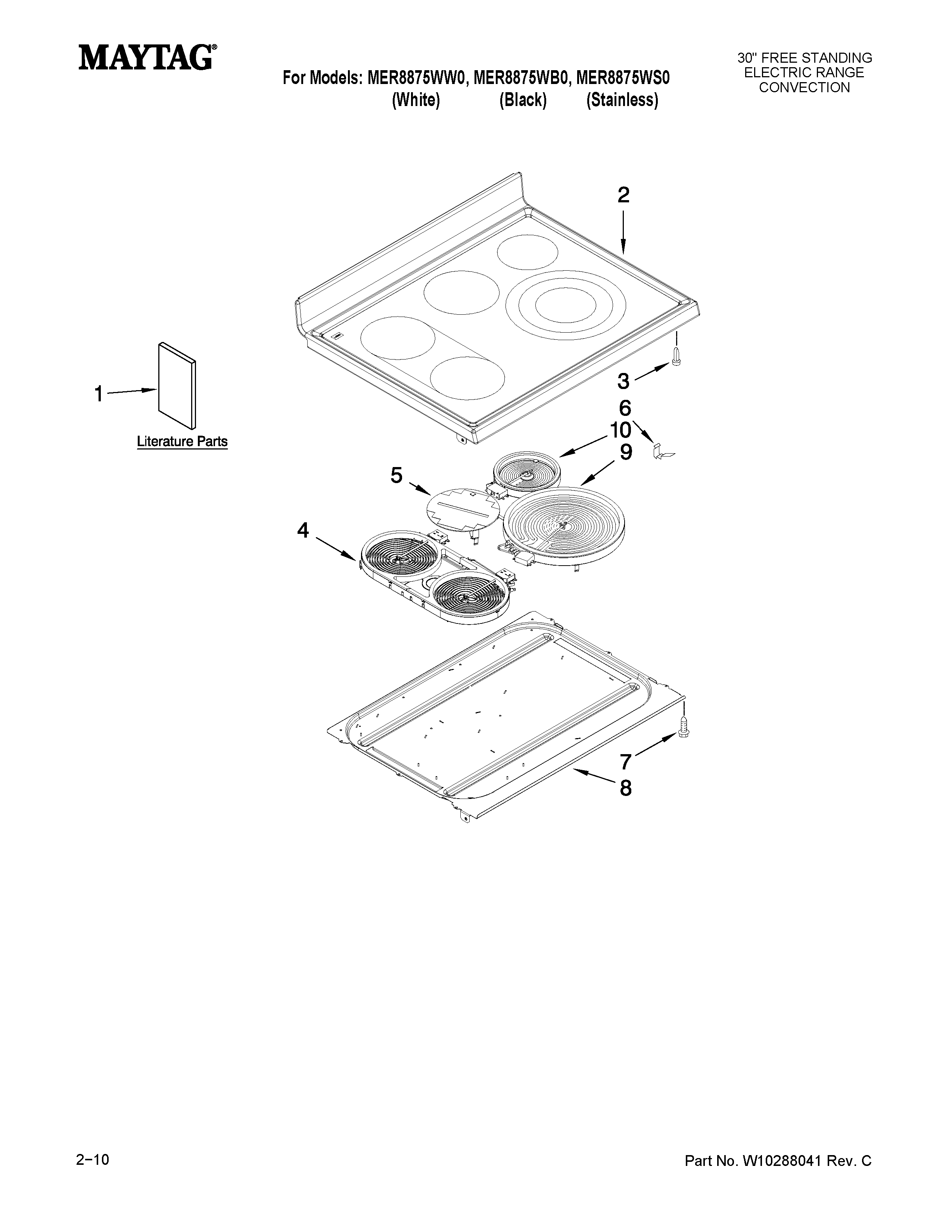 Maytag MER8875WB0 cooktop parts diagram