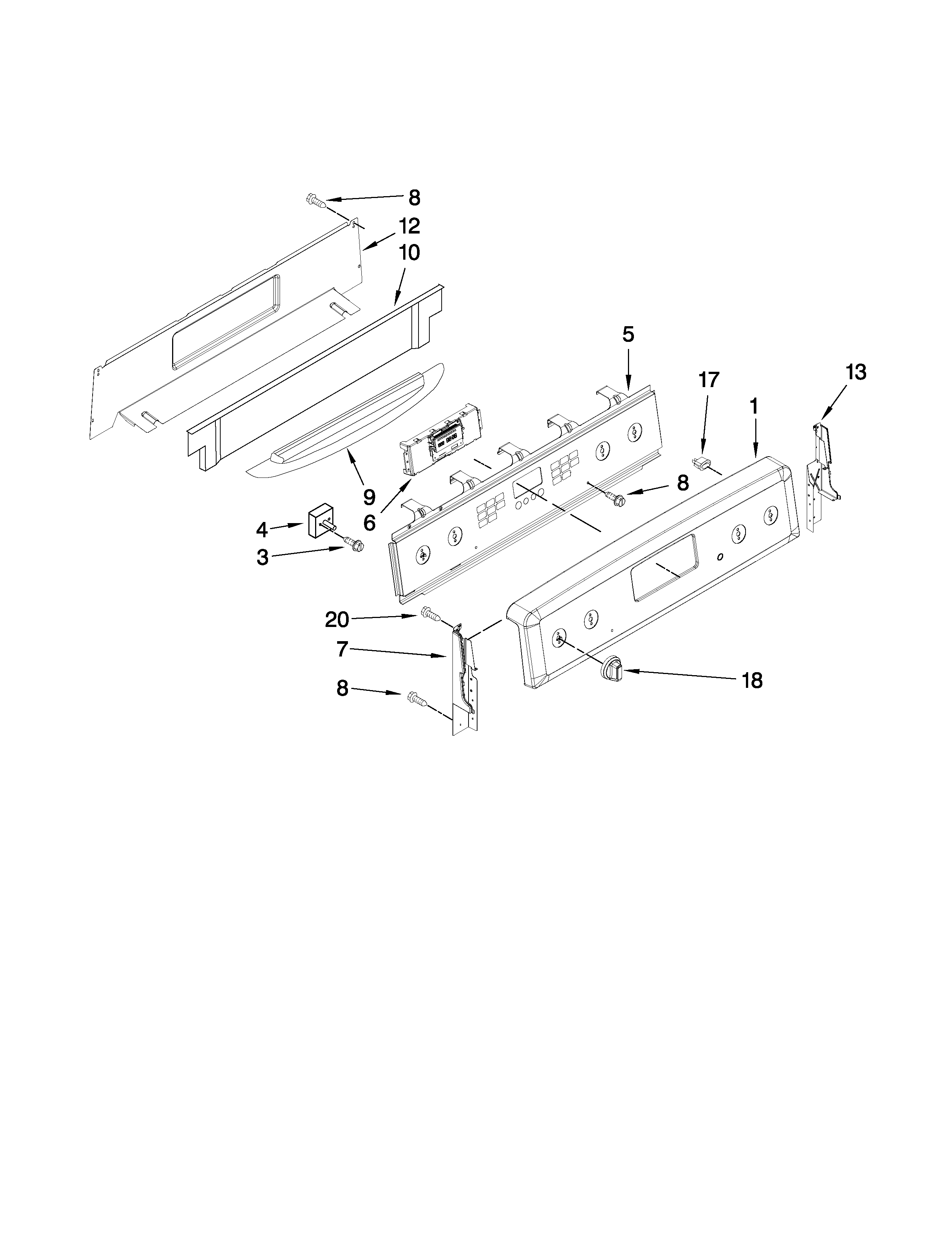 Maytag MER8875WB0 control panel parts diagram