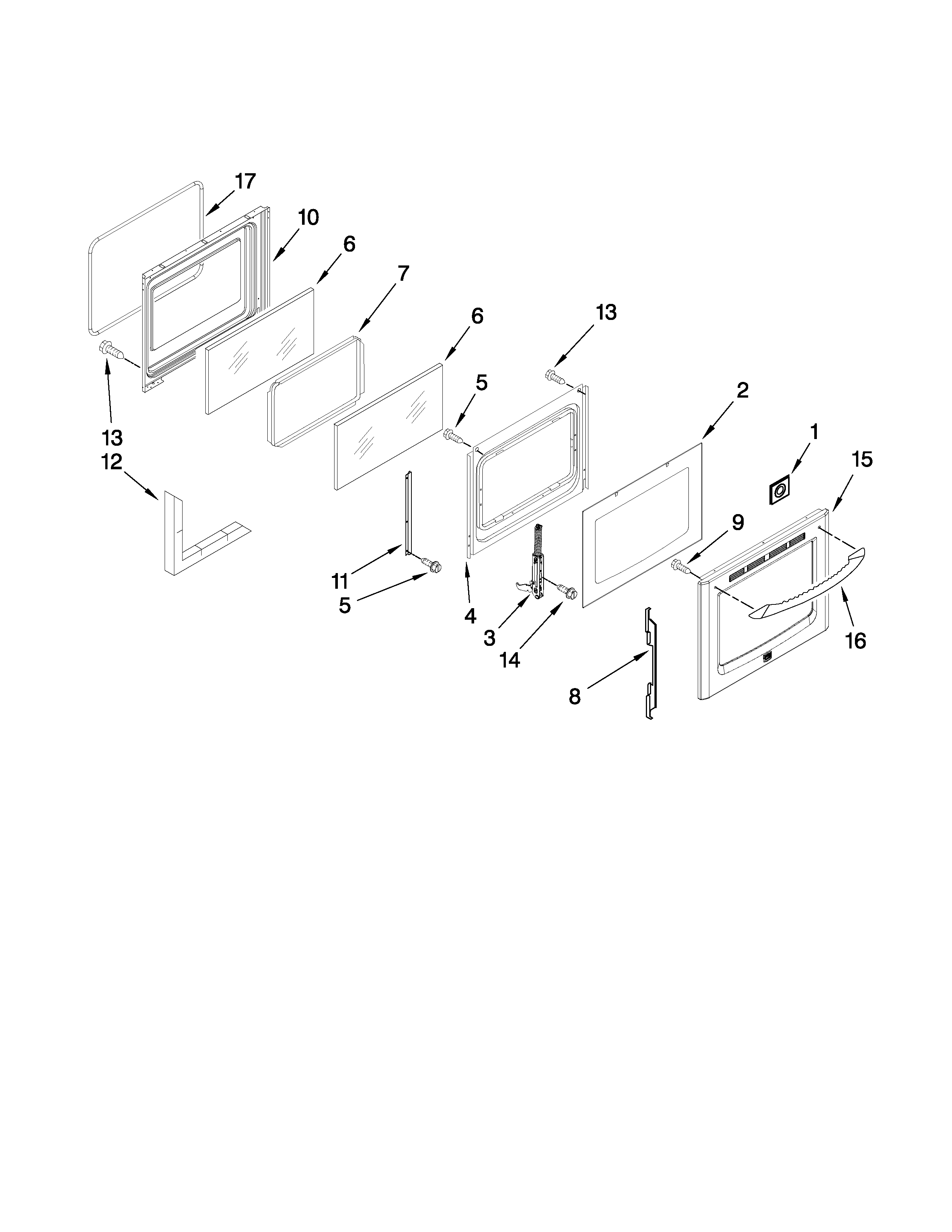 Maytag MER8875WB0 door parts diagram