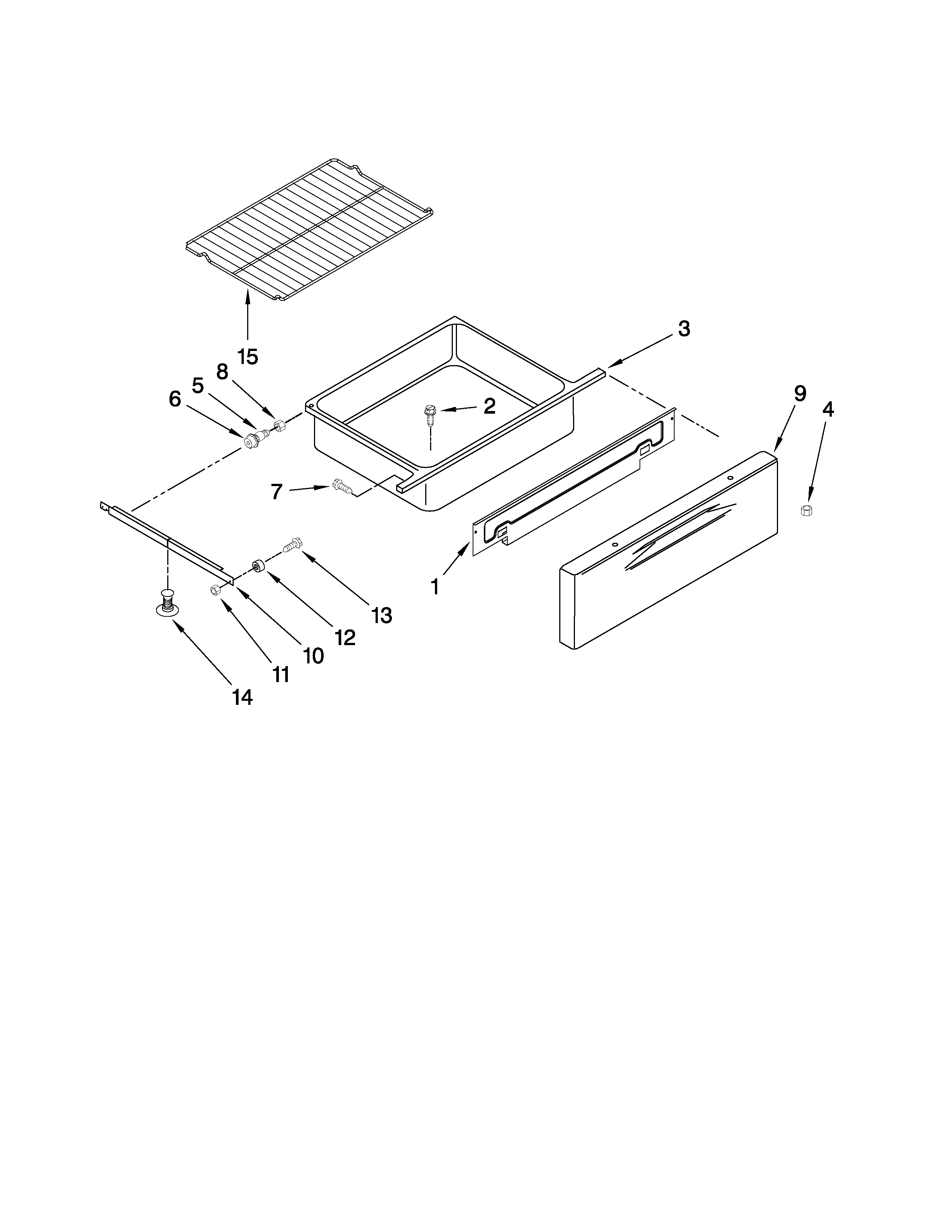 Maytag MER8875WB0 drawer and rack parts diagram