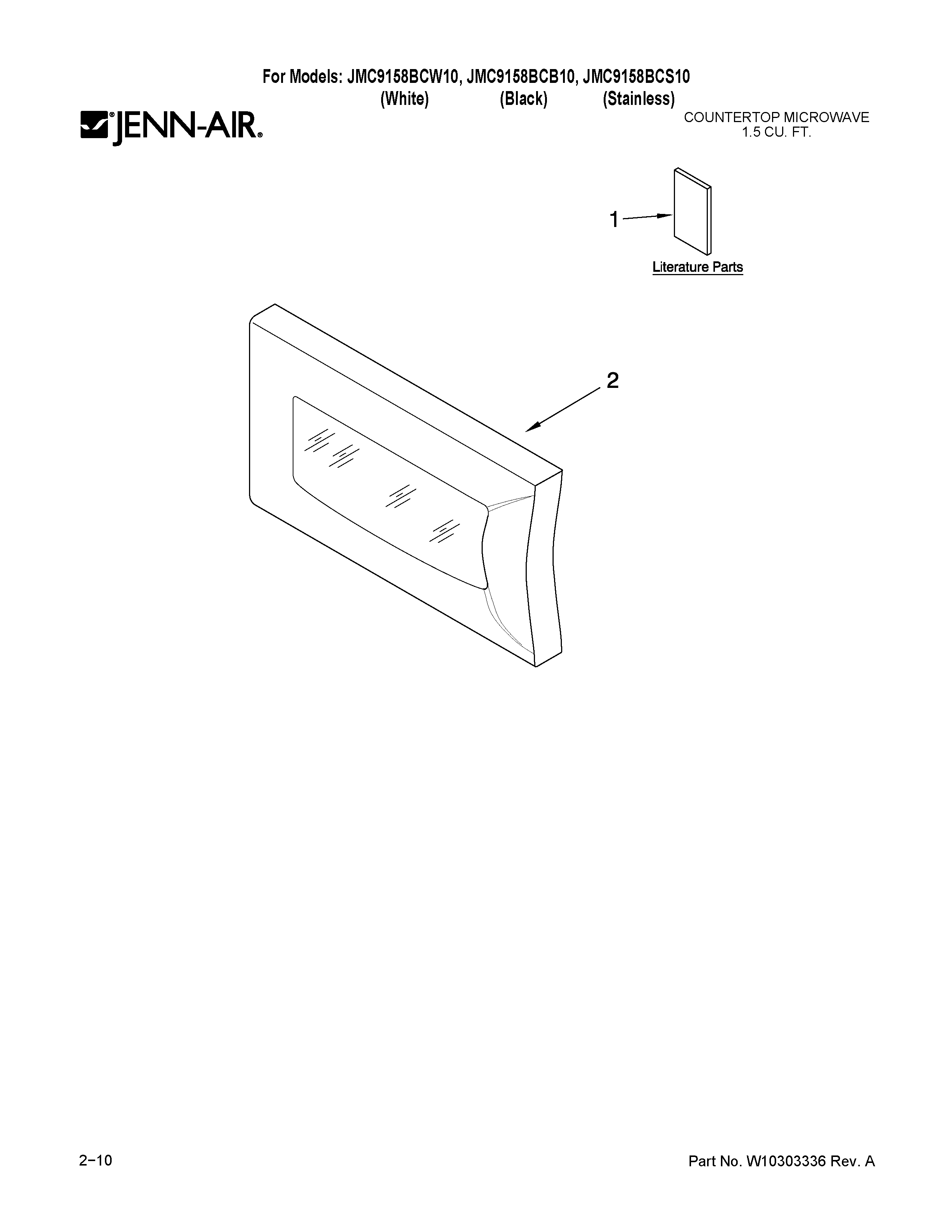 Jenn-Air JMC9158BCB10 microwave door parts diagram
