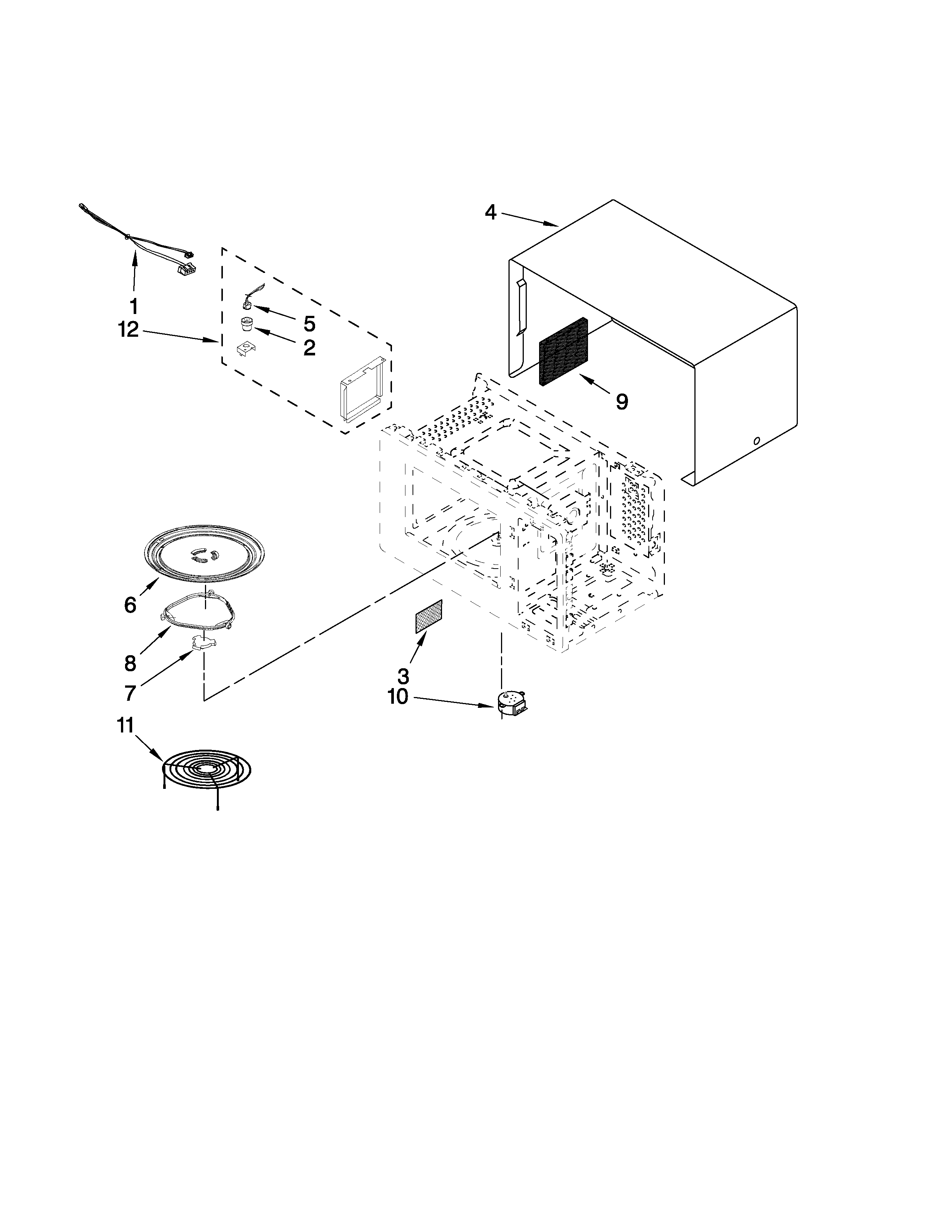 Jenn-Air JMC9158BCB10 microwave oven cavity parts diagram