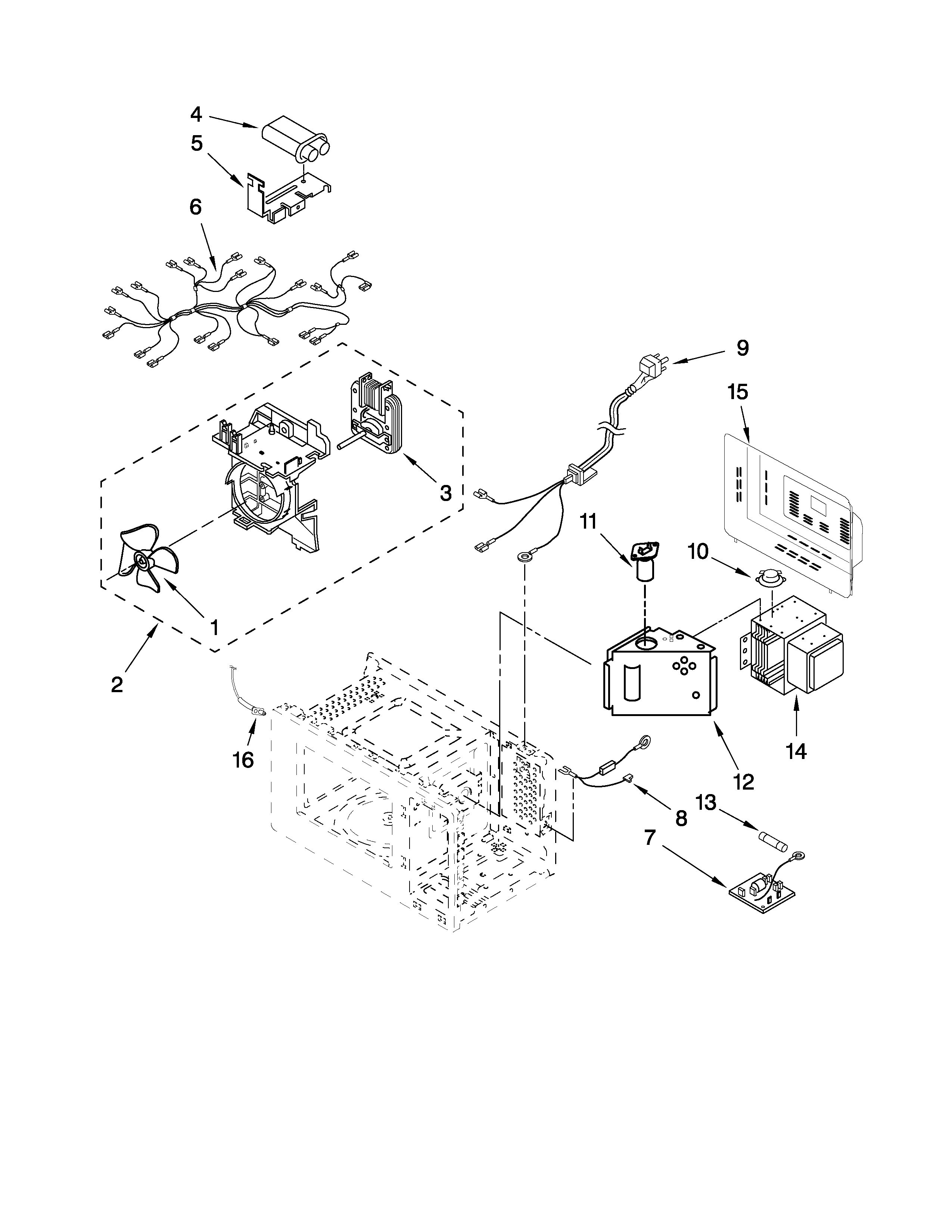 Jenn-Air JMC9158BCB10 microwave interior partsq diagram
