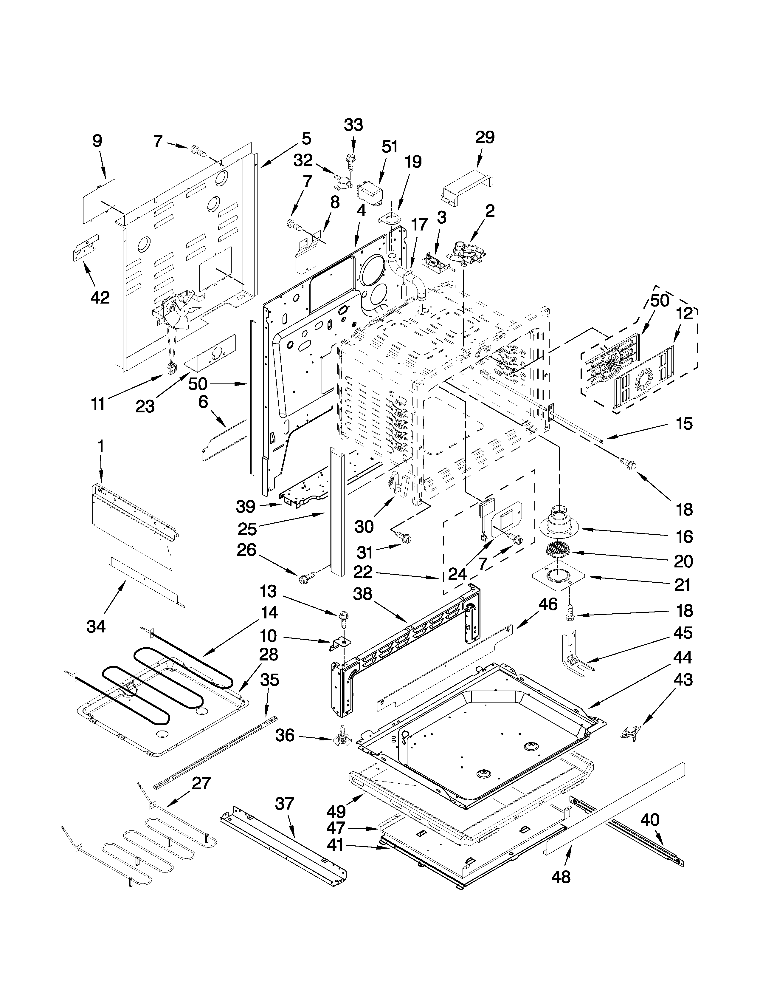 Jenn-Air JES8850BCB20 chassis parts diagram