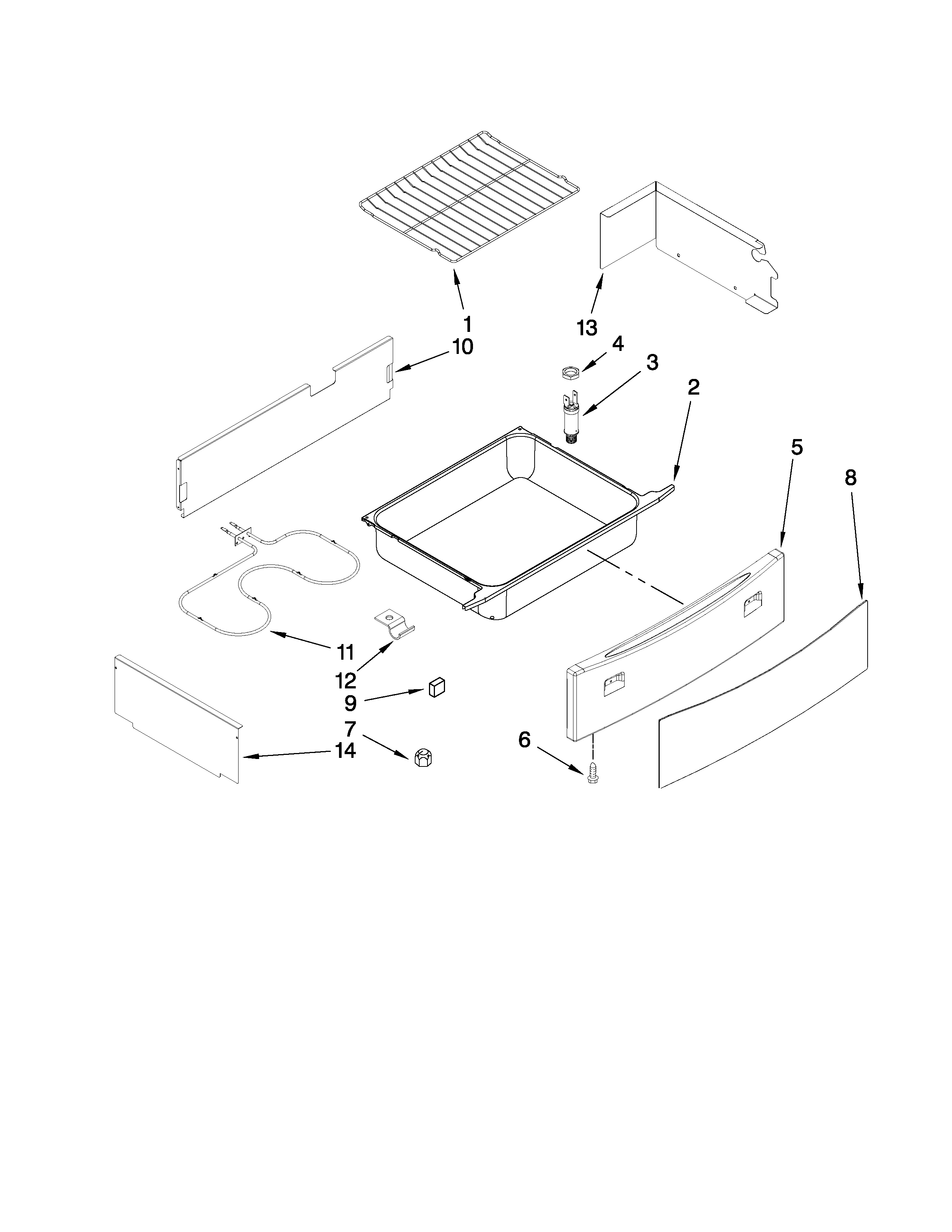 Jenn-Air JES8850BCB20 drawer and rack parts diagram