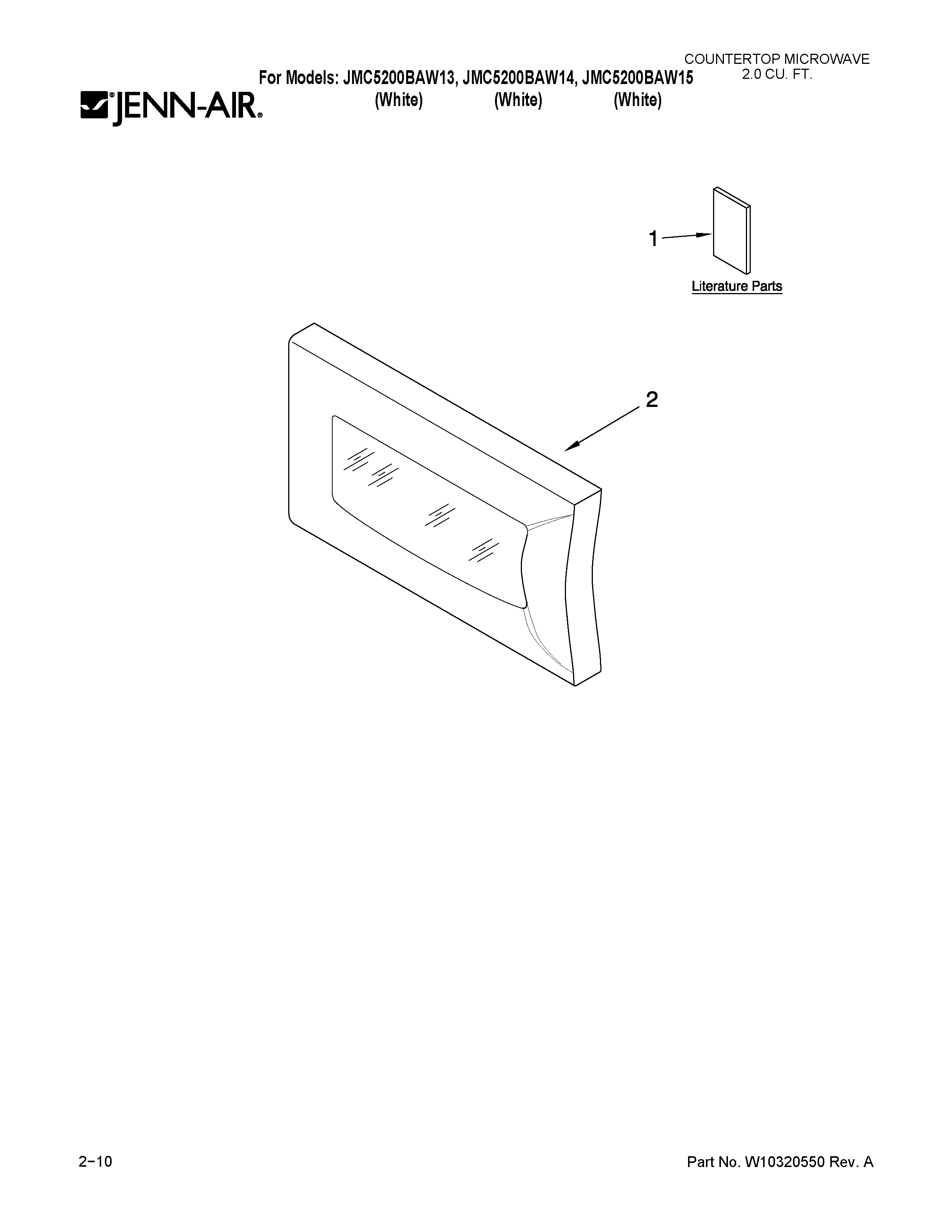 Jenn-Air JMC5200BAW15 microwave door parts diagram