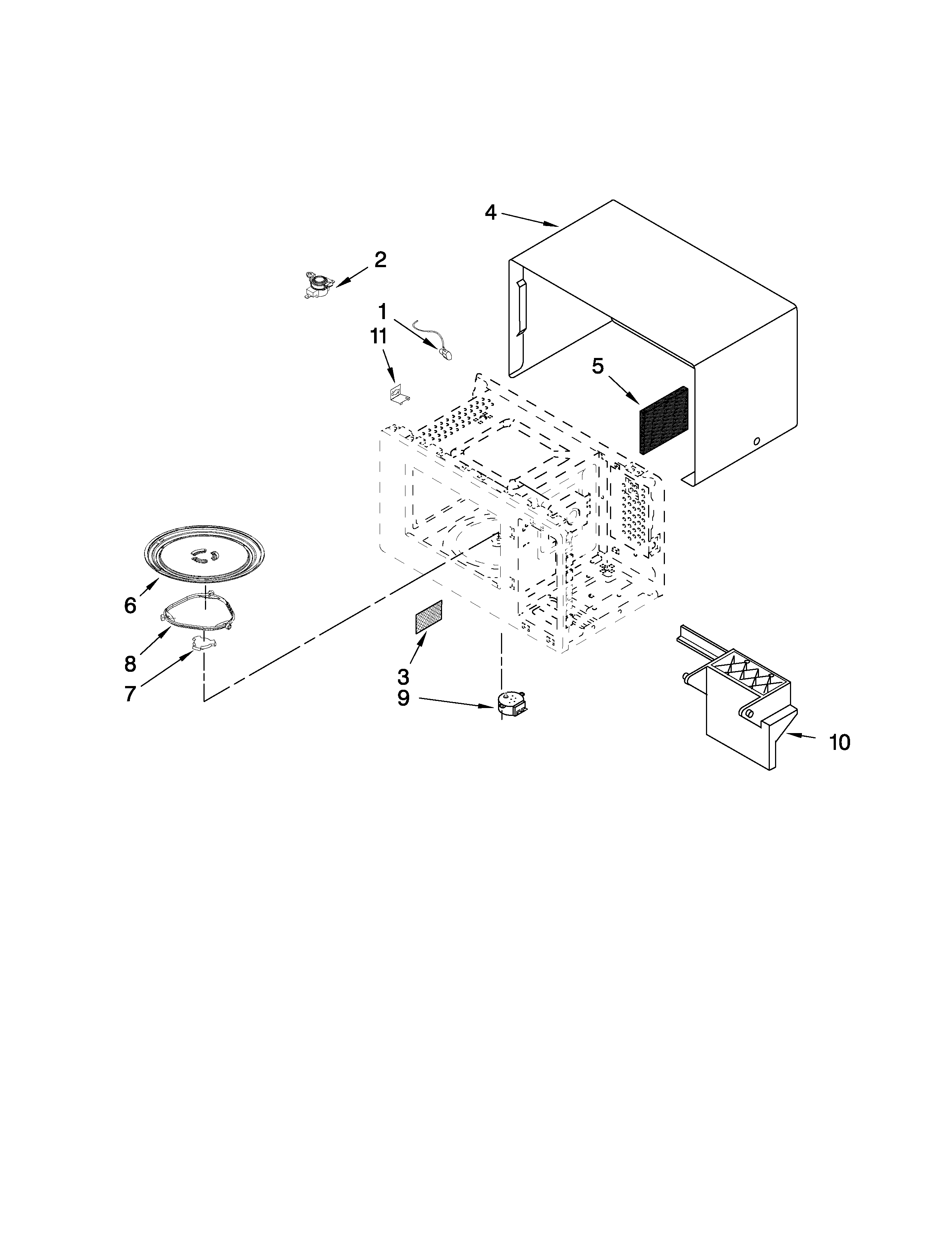 Jenn-Air JMC5200BAW15 microwave oven cavity parts diagram