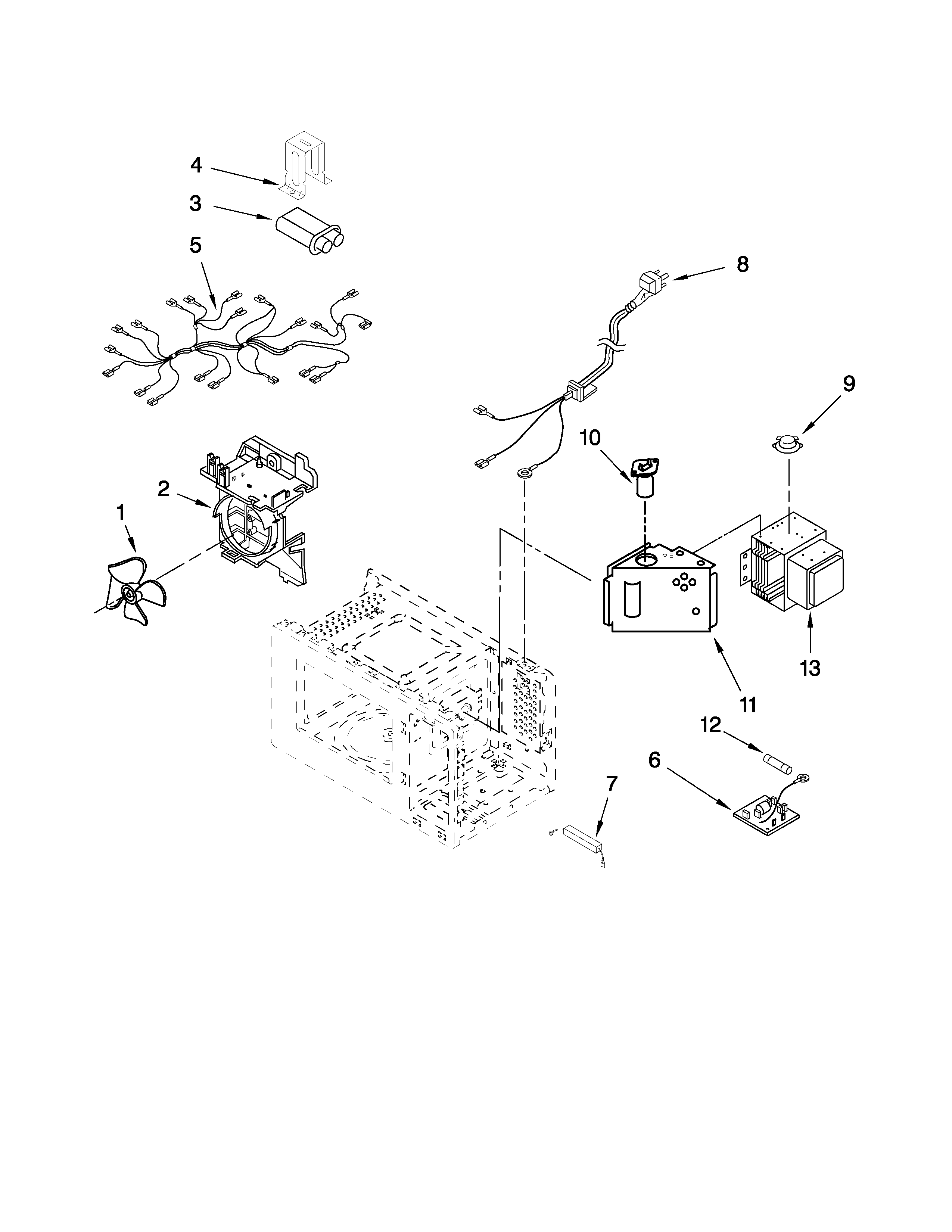 Jenn-Air JMC5200BAW15 microwave interior parts diagram