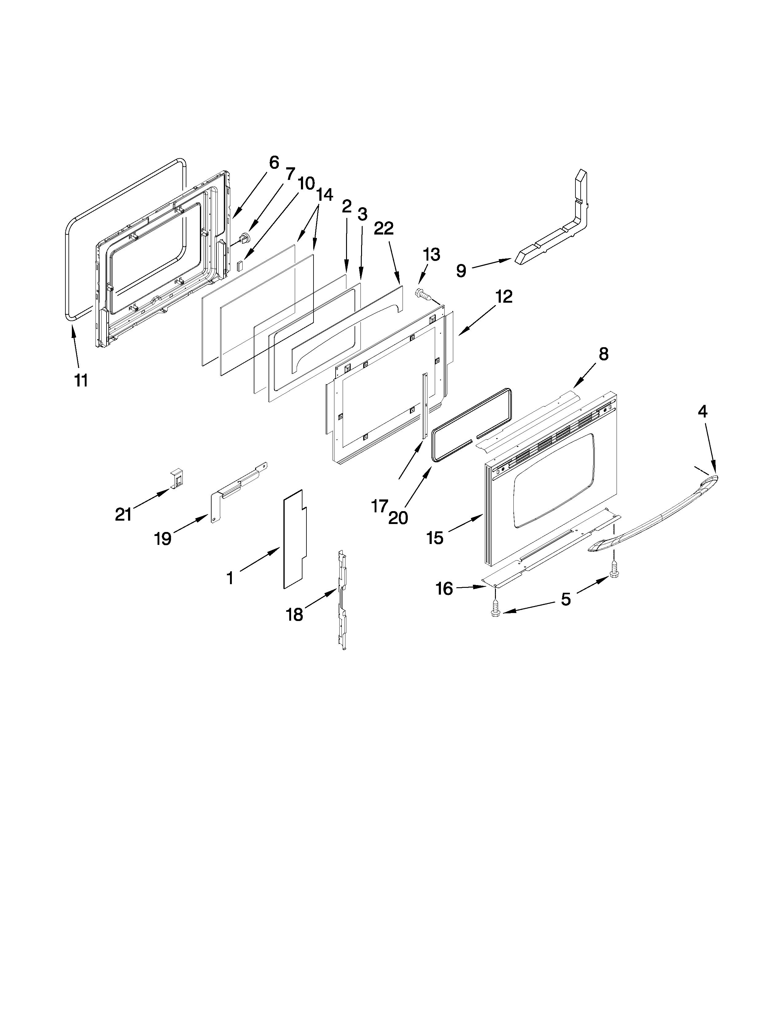 Maytag MGS5752BDS20 door parts diagram