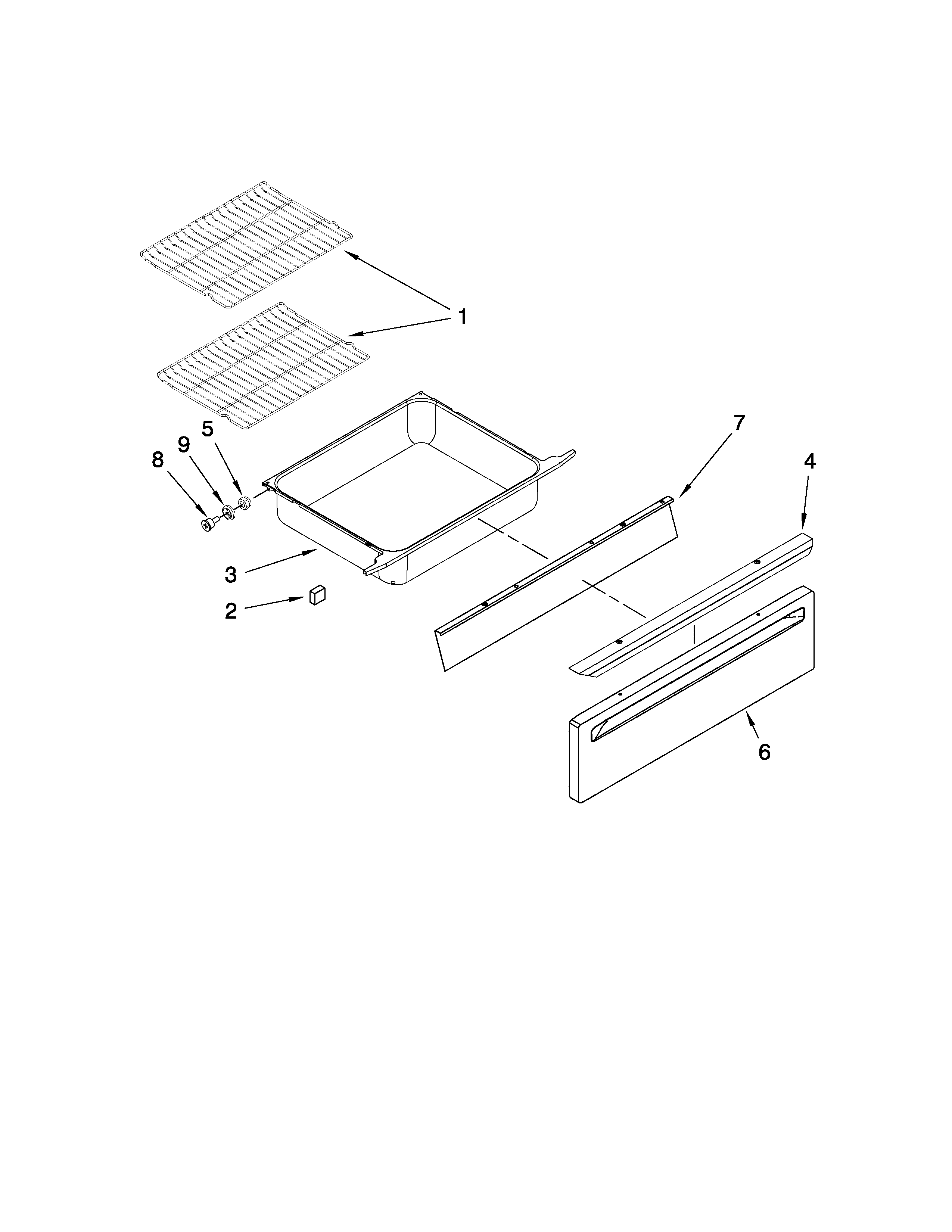 Maytag MGS5752BDS20 drawer and rack parts diagram