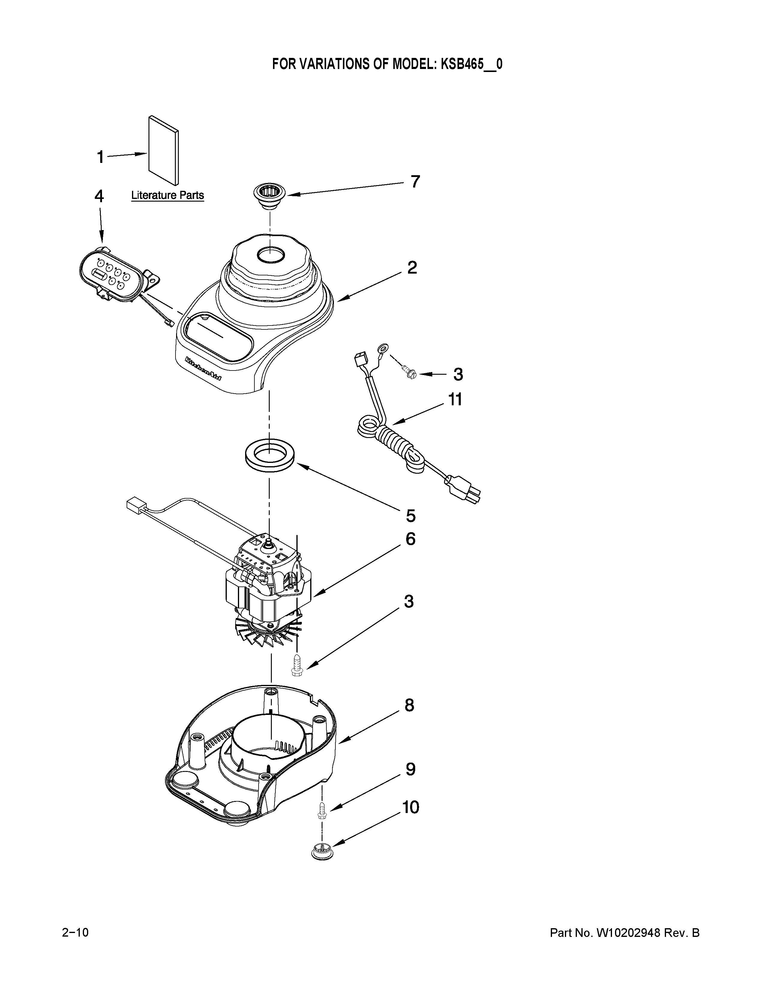 KitchenAid KSB465QER0 unit parts diagram