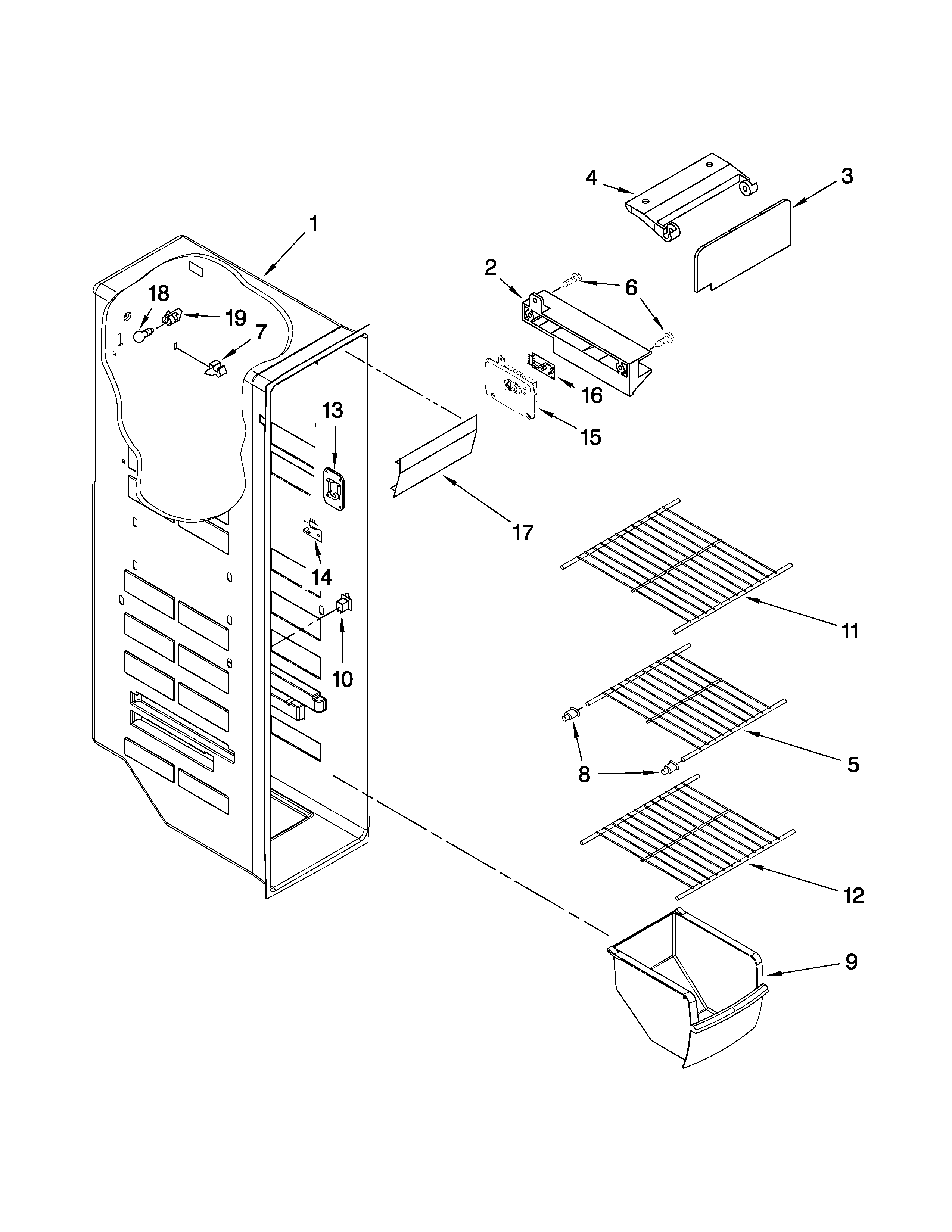 Whirlpool ED2KHAXVT00 freezer liner parts diagram