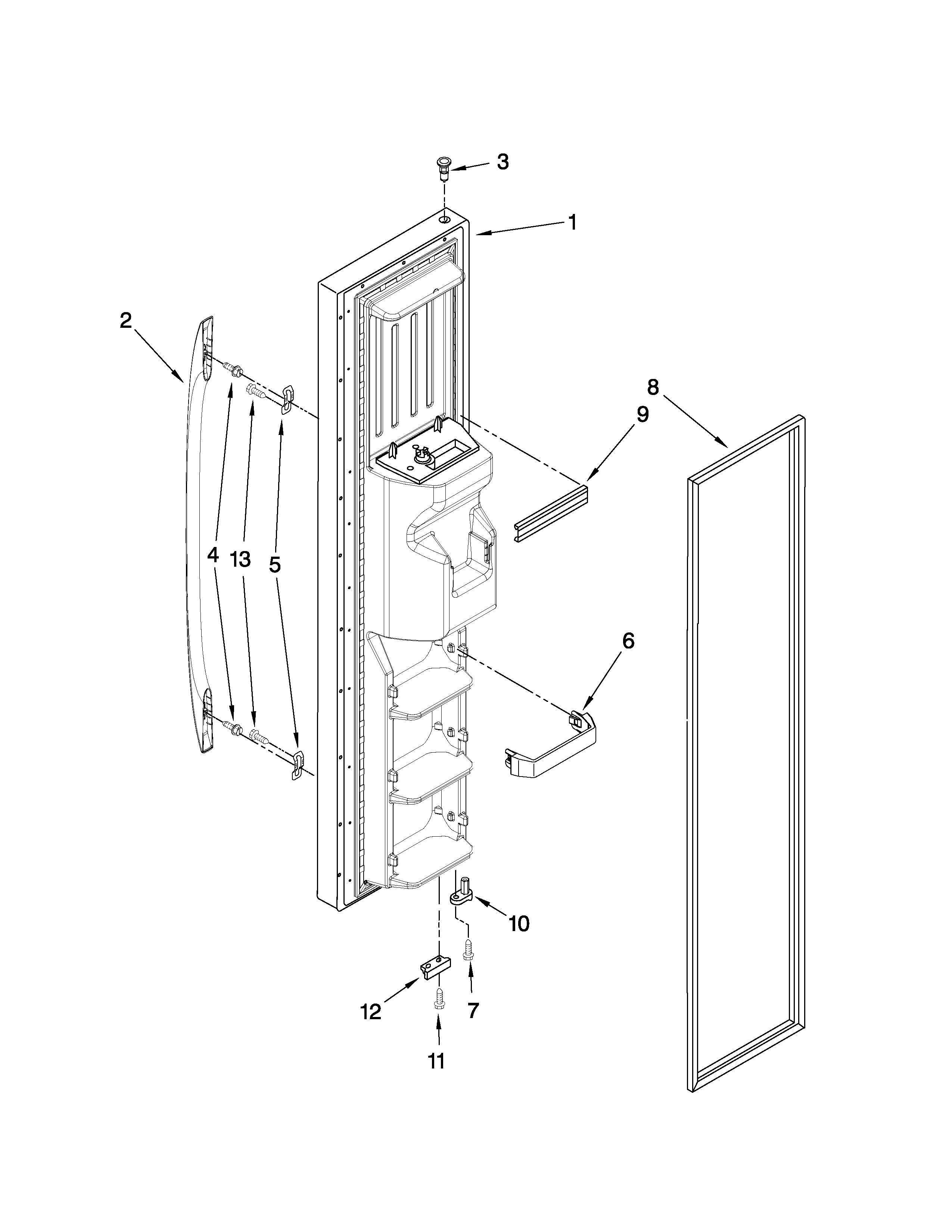 Whirlpool ED2KHAXVT00 freezer door parts diagram