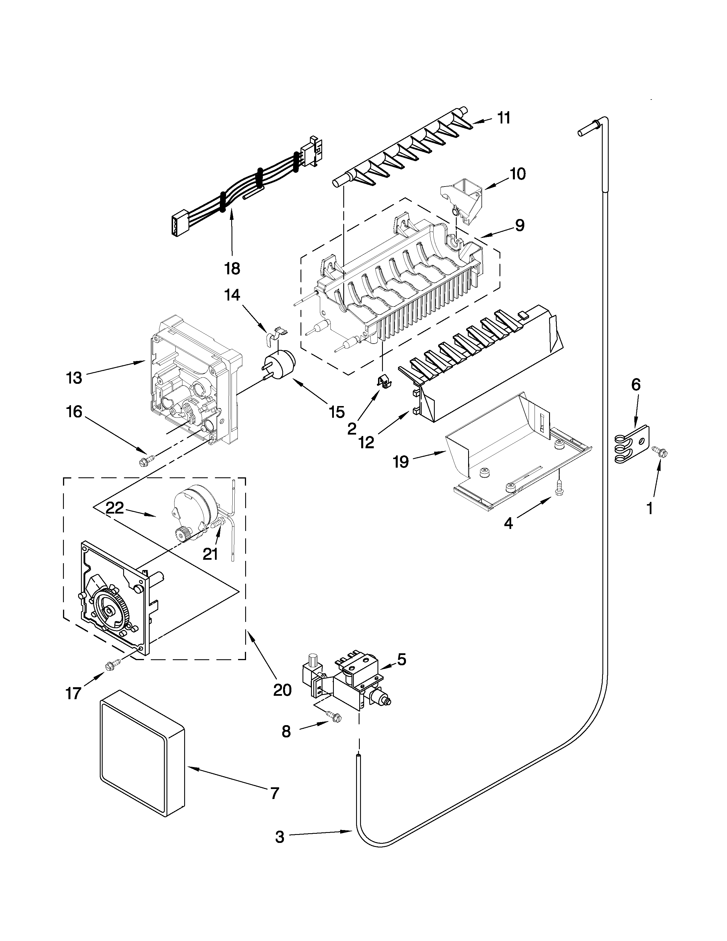 Whirlpool ED2KHAXVT00 icemaker parts diagram