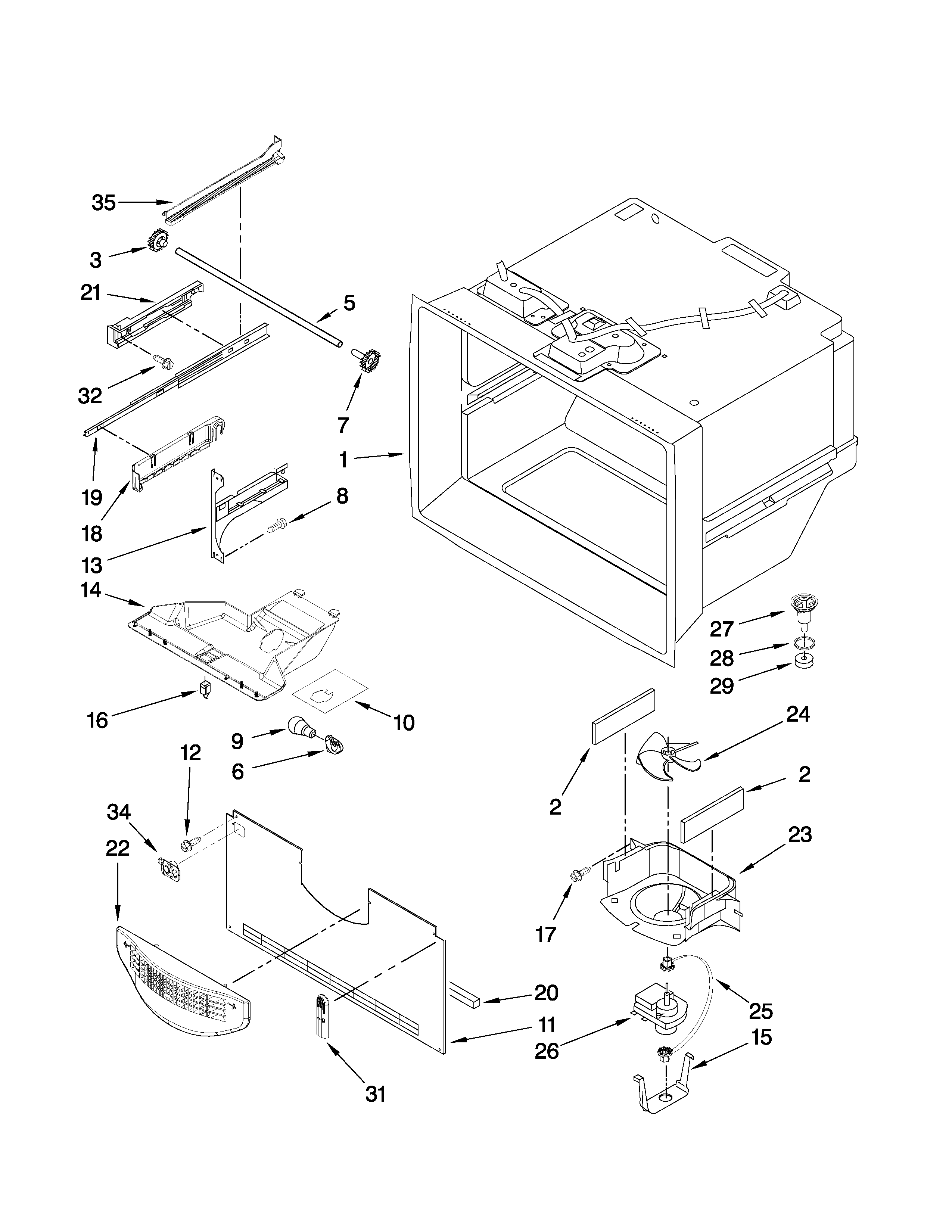 KitchenAid KBRS22KVBL2 freezer liner parts diagram