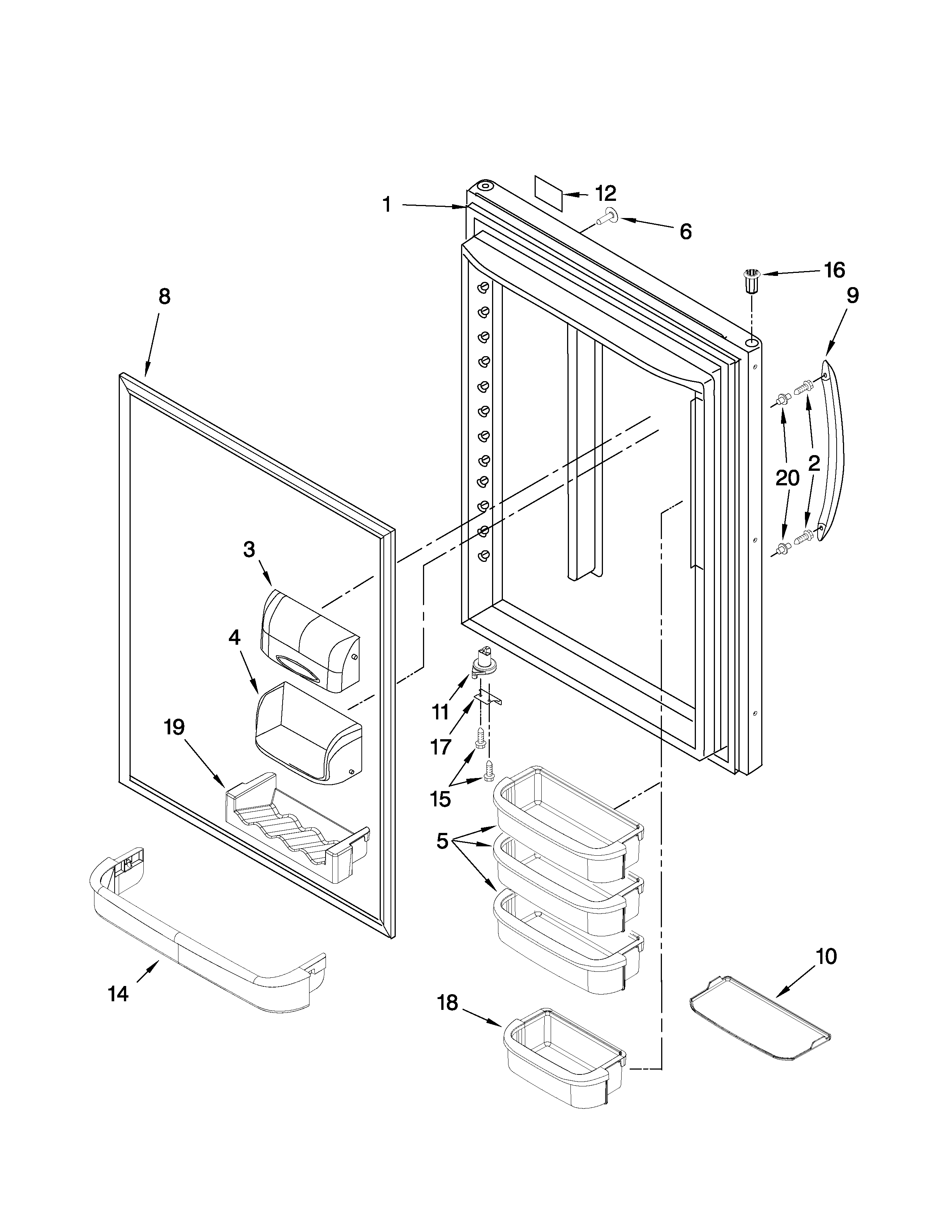 KitchenAid KBRS22KVBL2 refrigerator door parts diagram