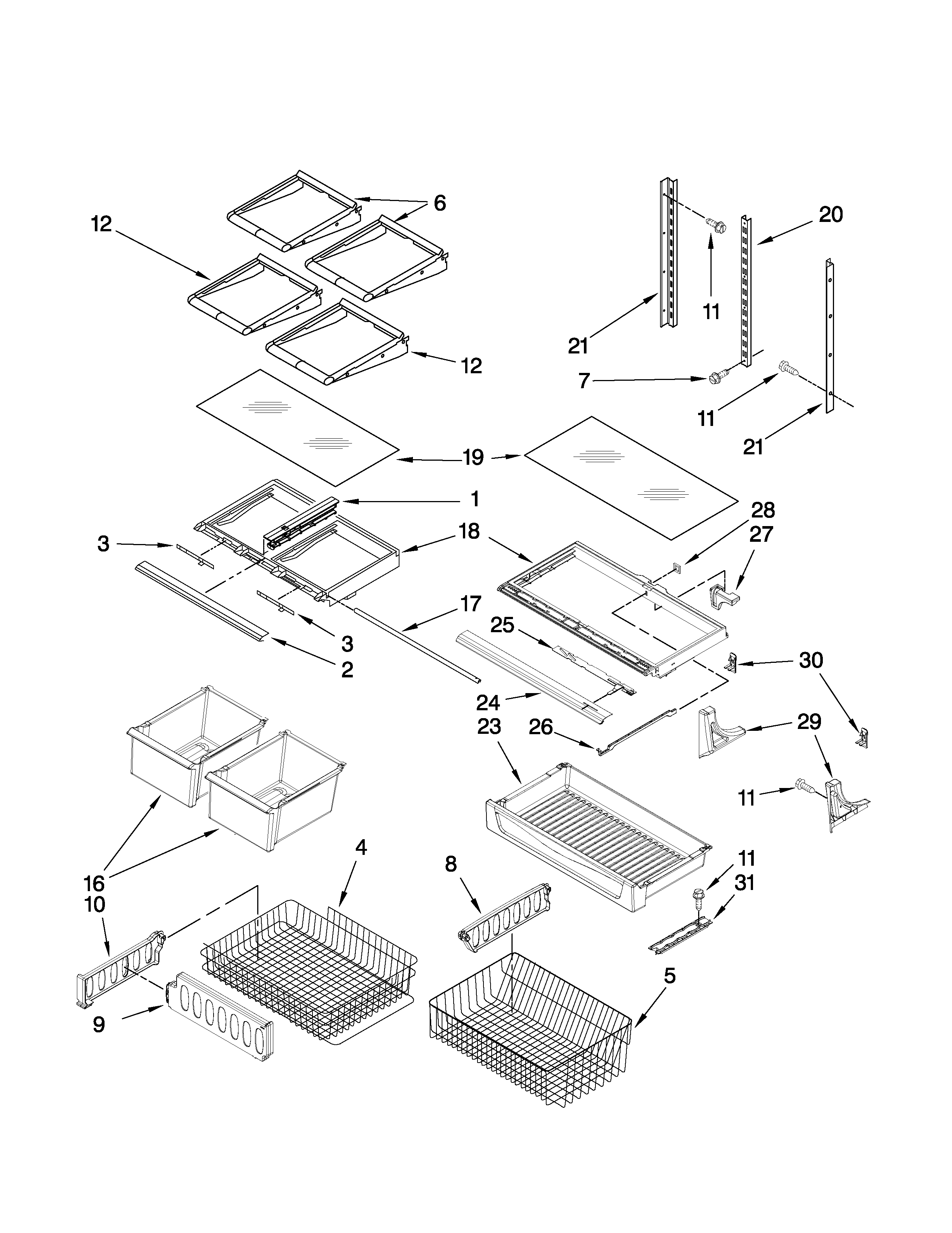 KitchenAid KBRS22KVBL2 shelf parts diagram