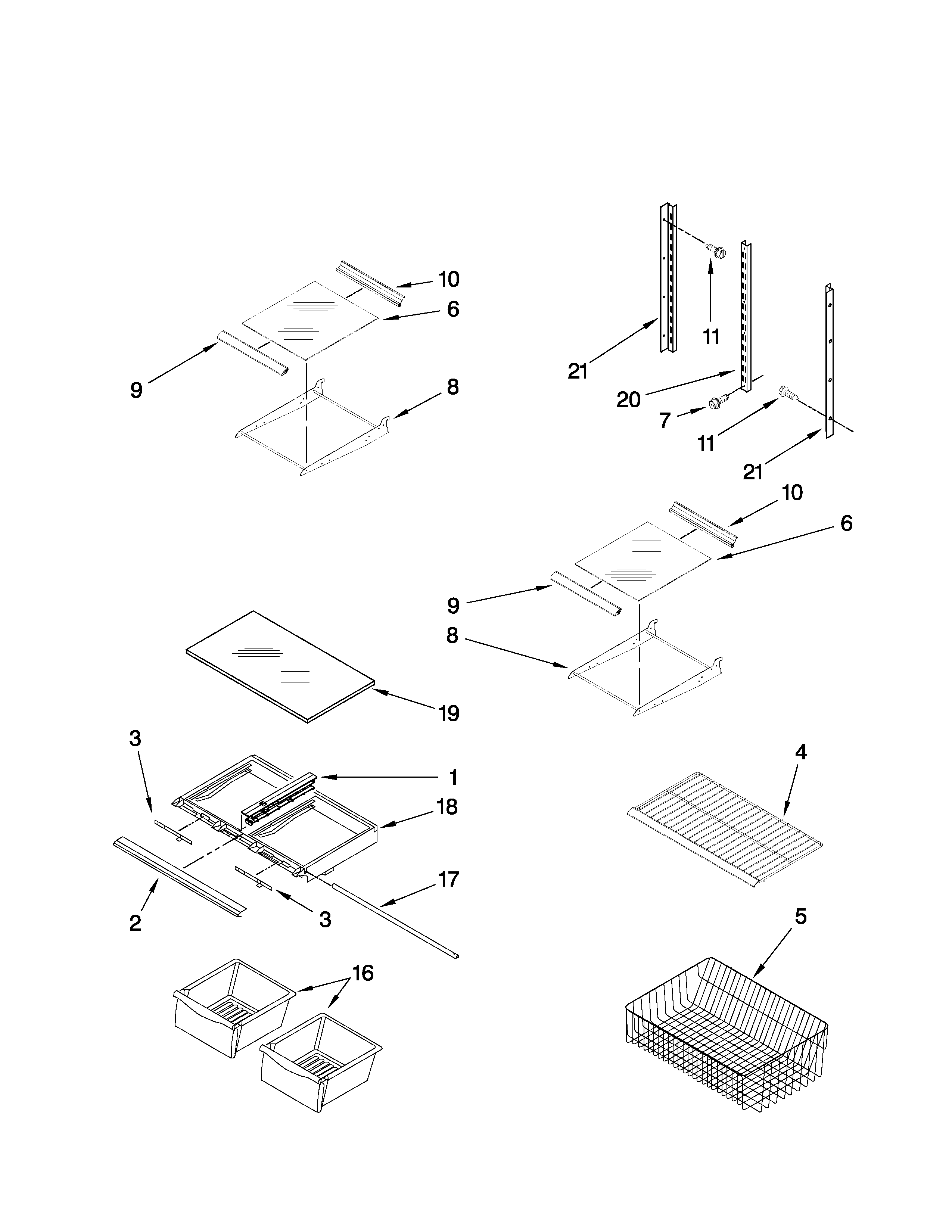 Whirlpool EB2SHKXVD02 shelf parts diagram