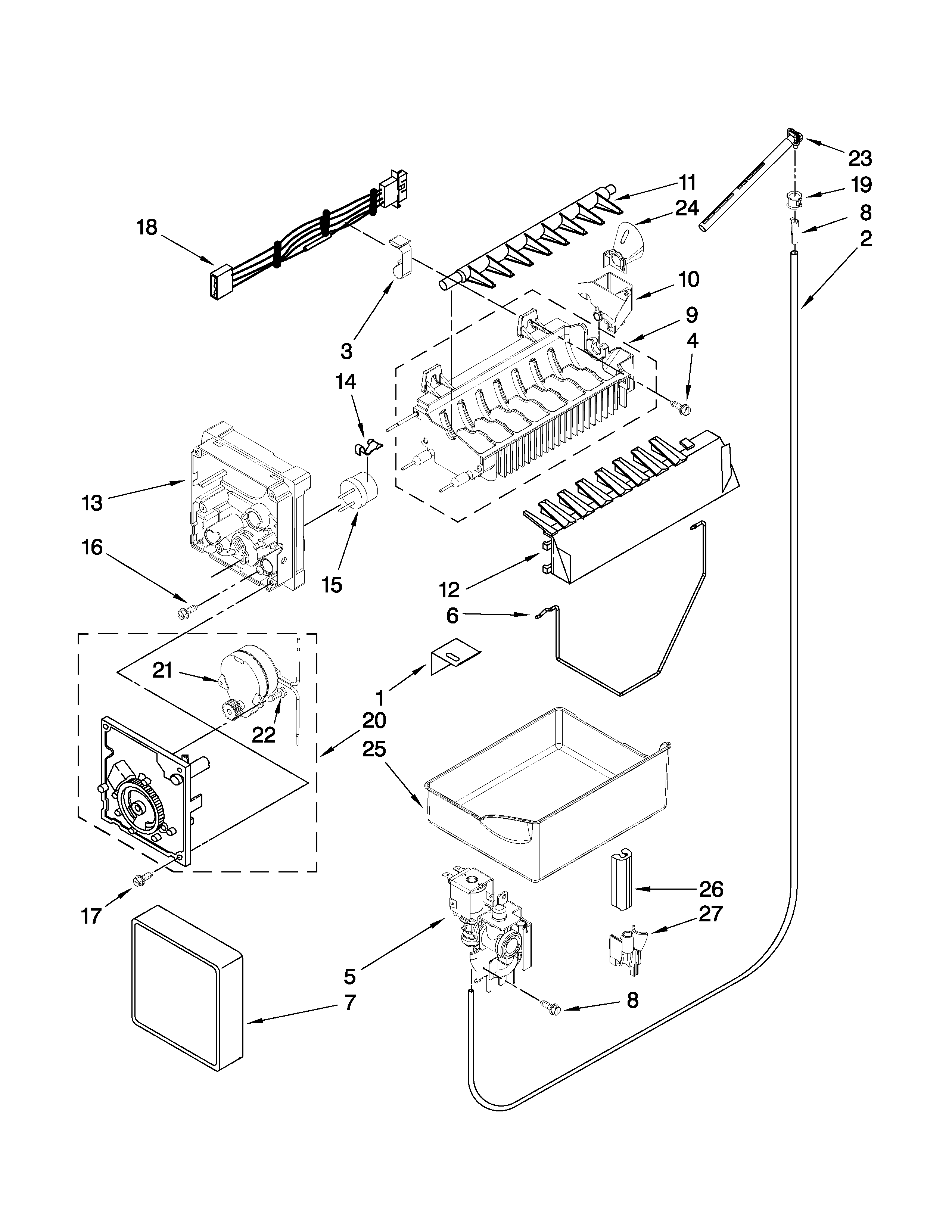 Whirlpool EB2SHKXVD02 icemaker parts diagram