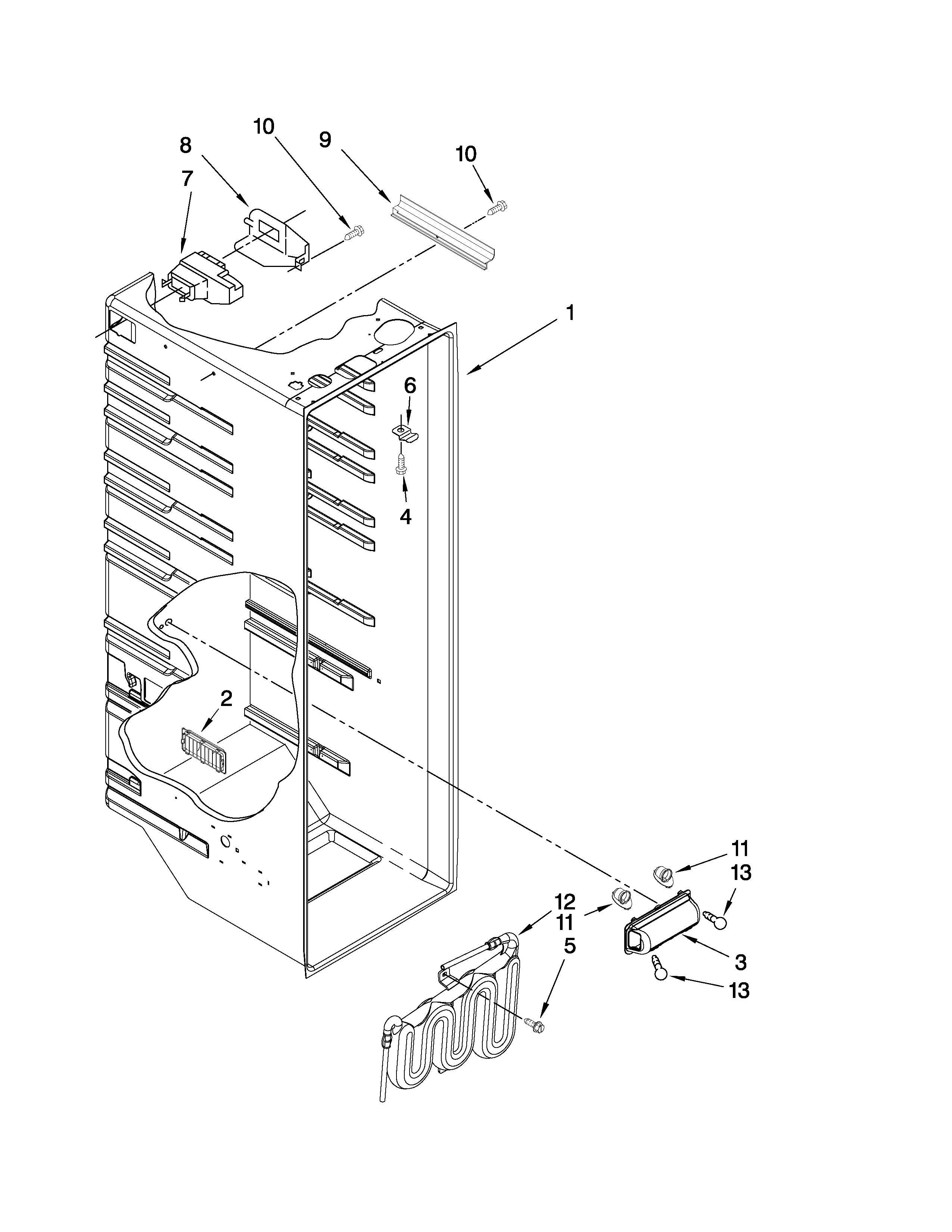 Whirlpool ED2LDEXWB00 refrigerator liner parts diagram
