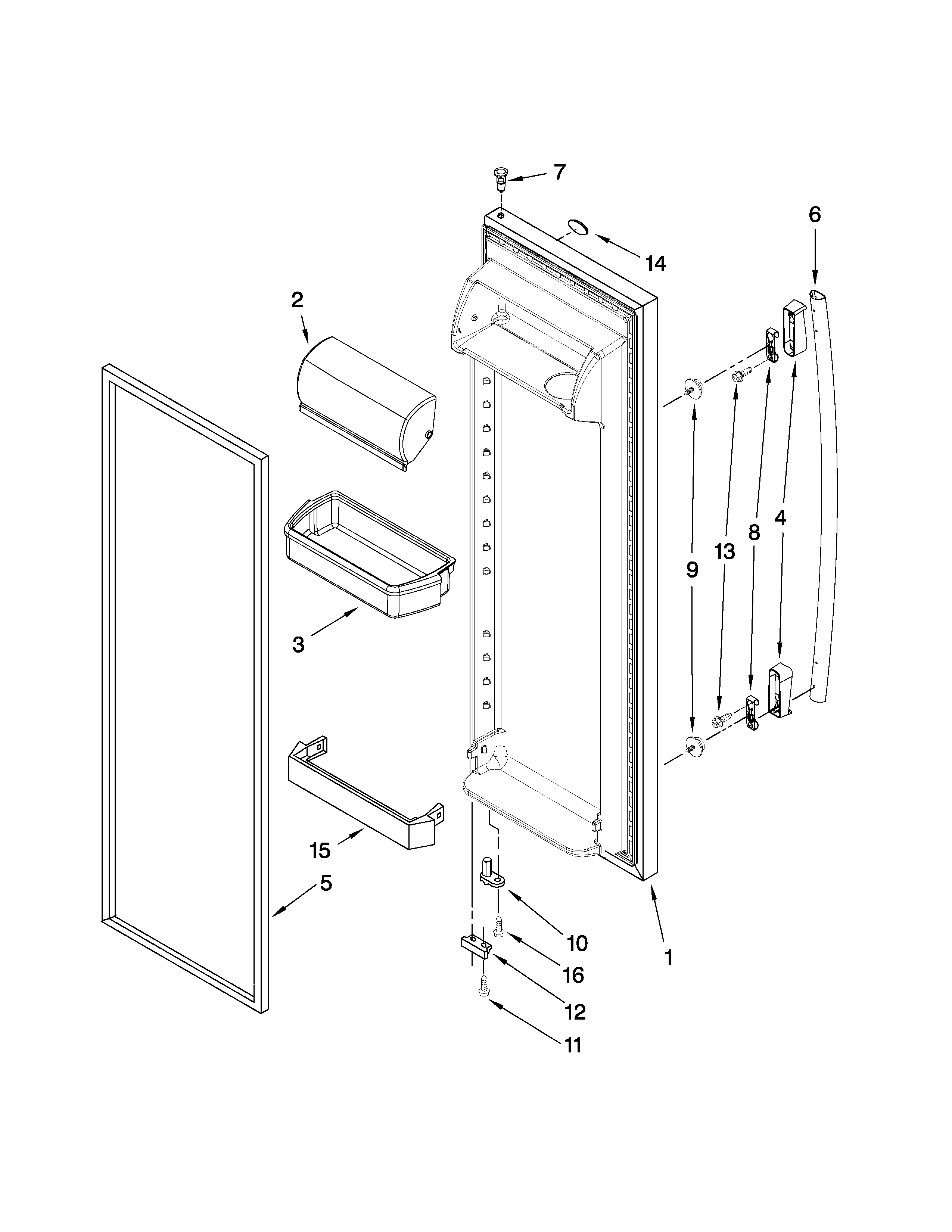 Whirlpool ED2LDEXWB00 refrigerator door parts diagram