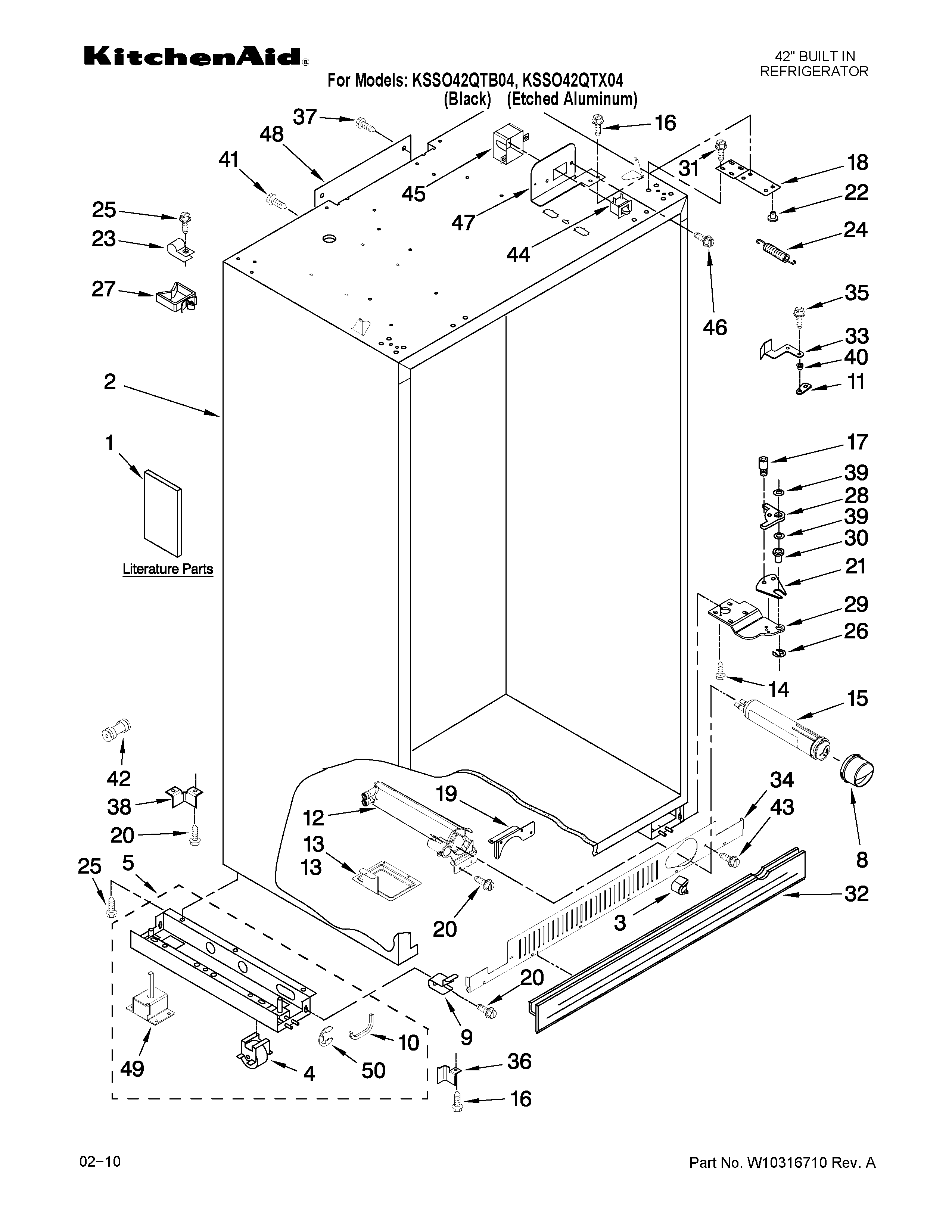 KitchenAid KSSO42QTB04 cabinet parts diagram
