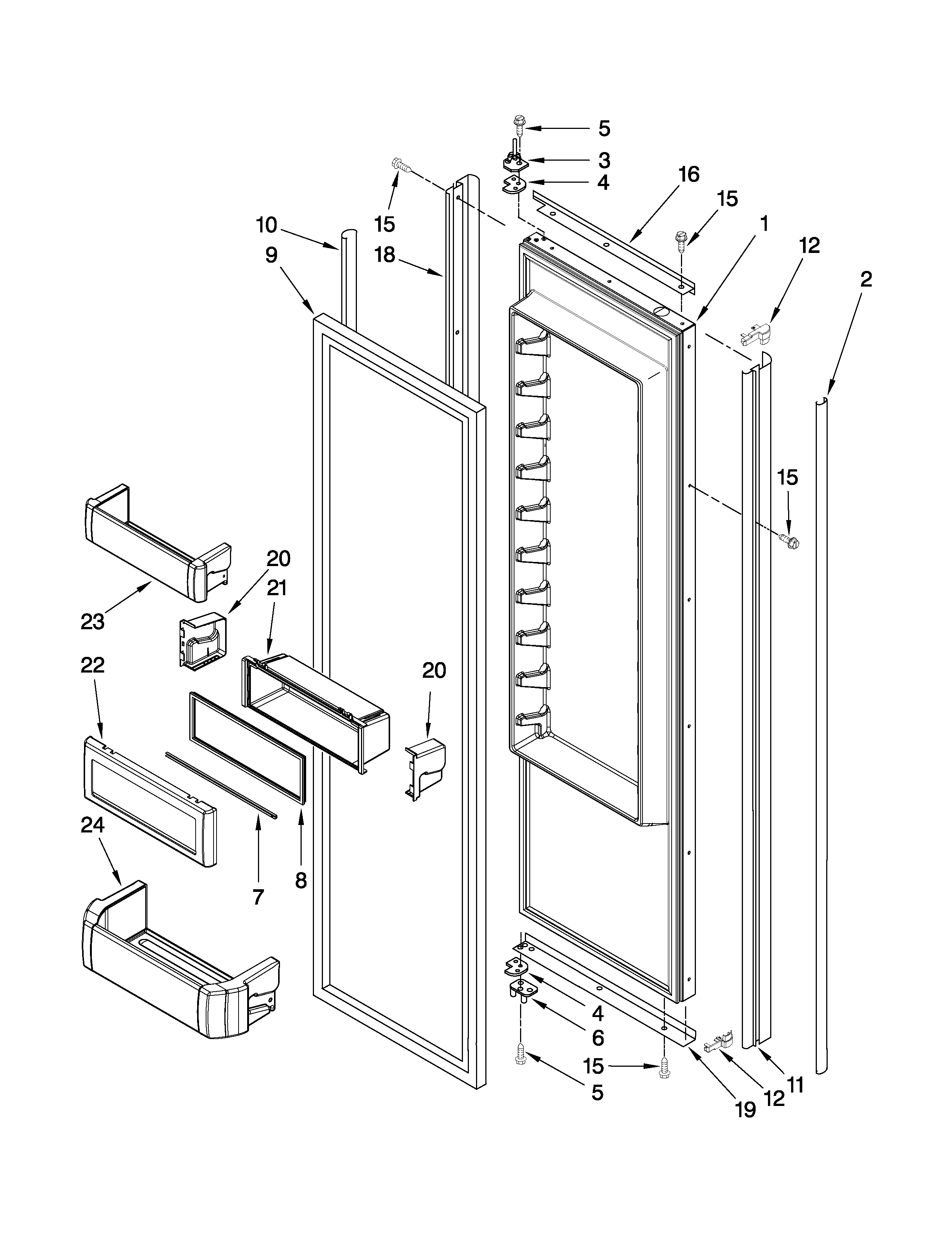 KitchenAid KSSO42QTB04 refrigerator door parts diagram