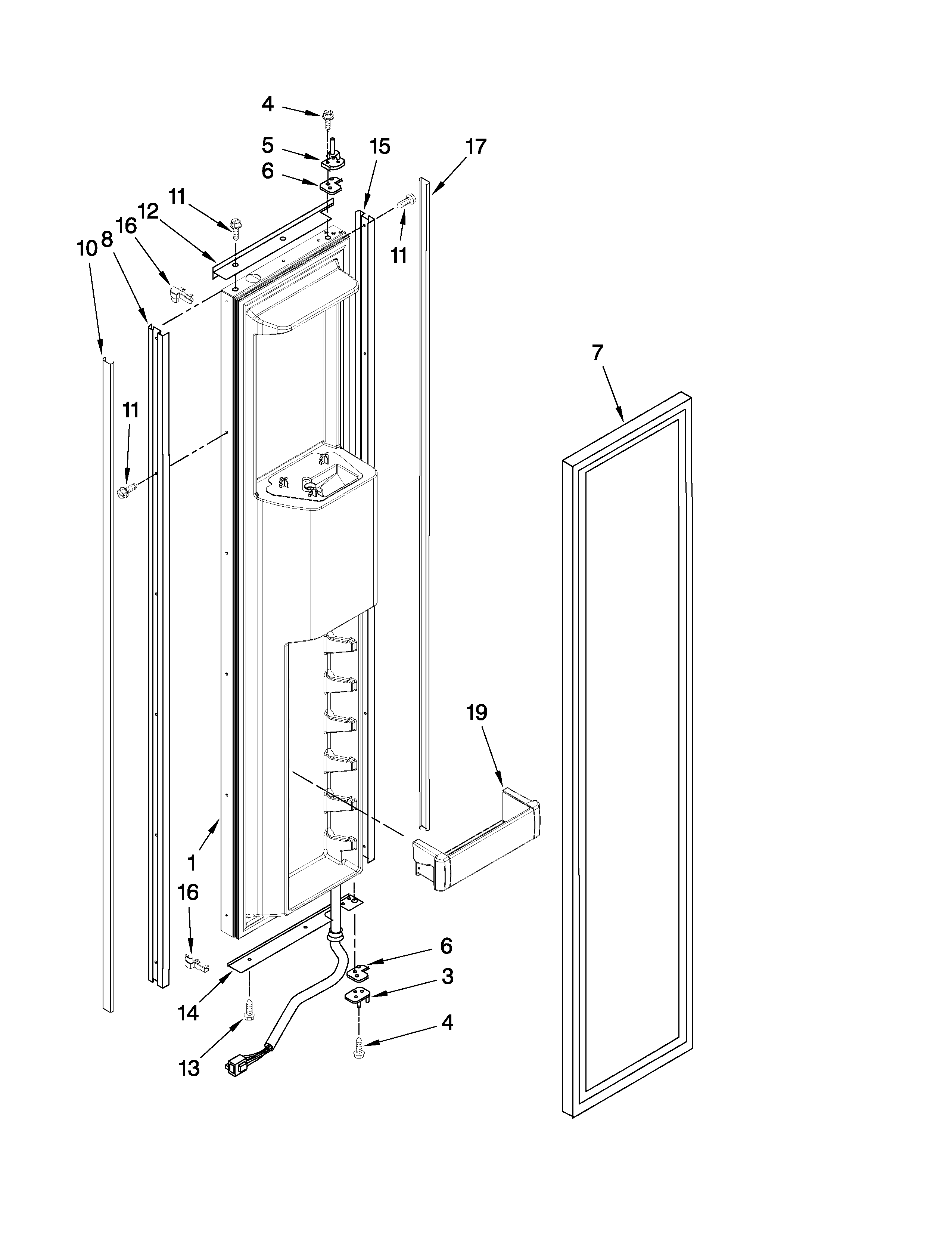 KitchenAid KSSO42QTB04 freezer door parts diagram