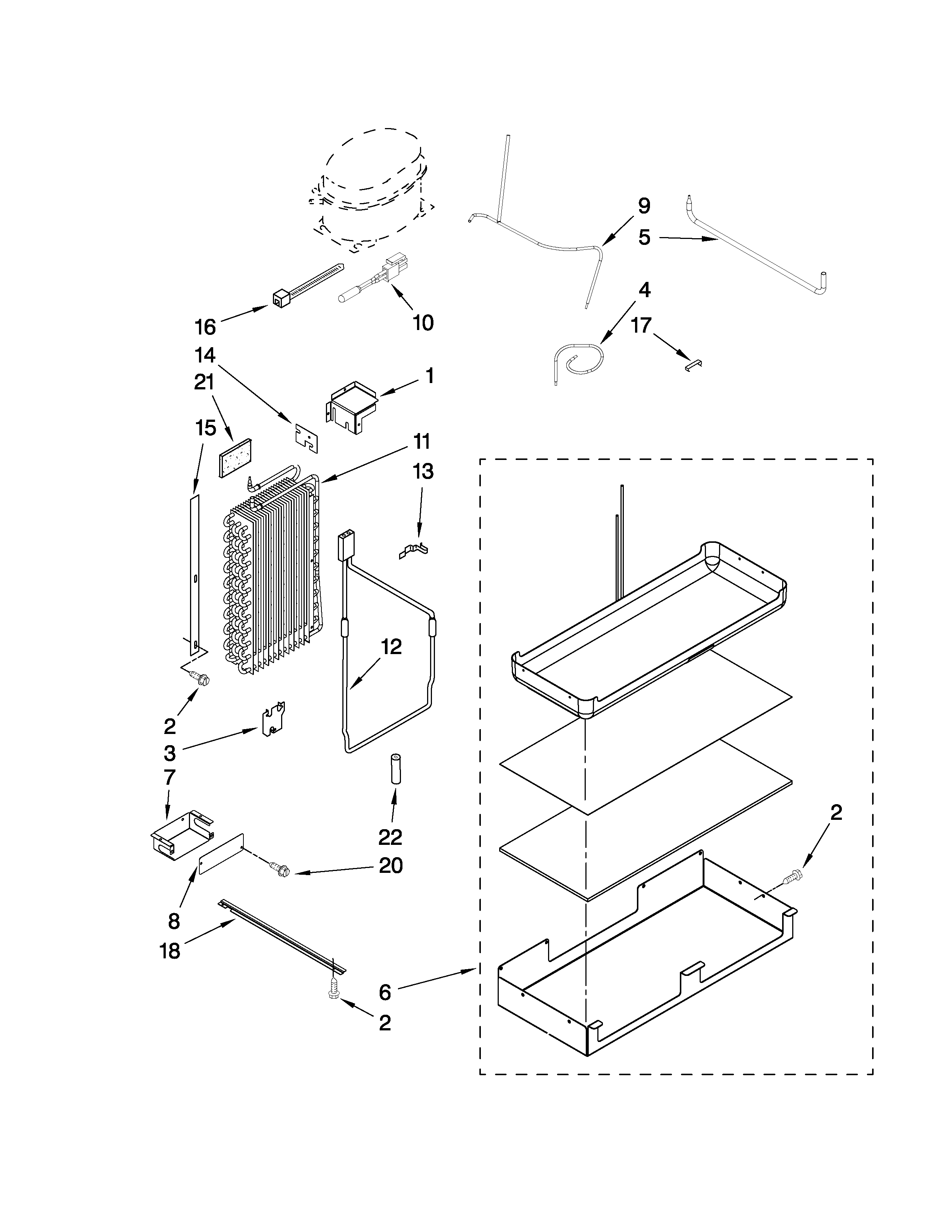 KitchenAid KSSO42QTB04 lower unit and tube parts diagram